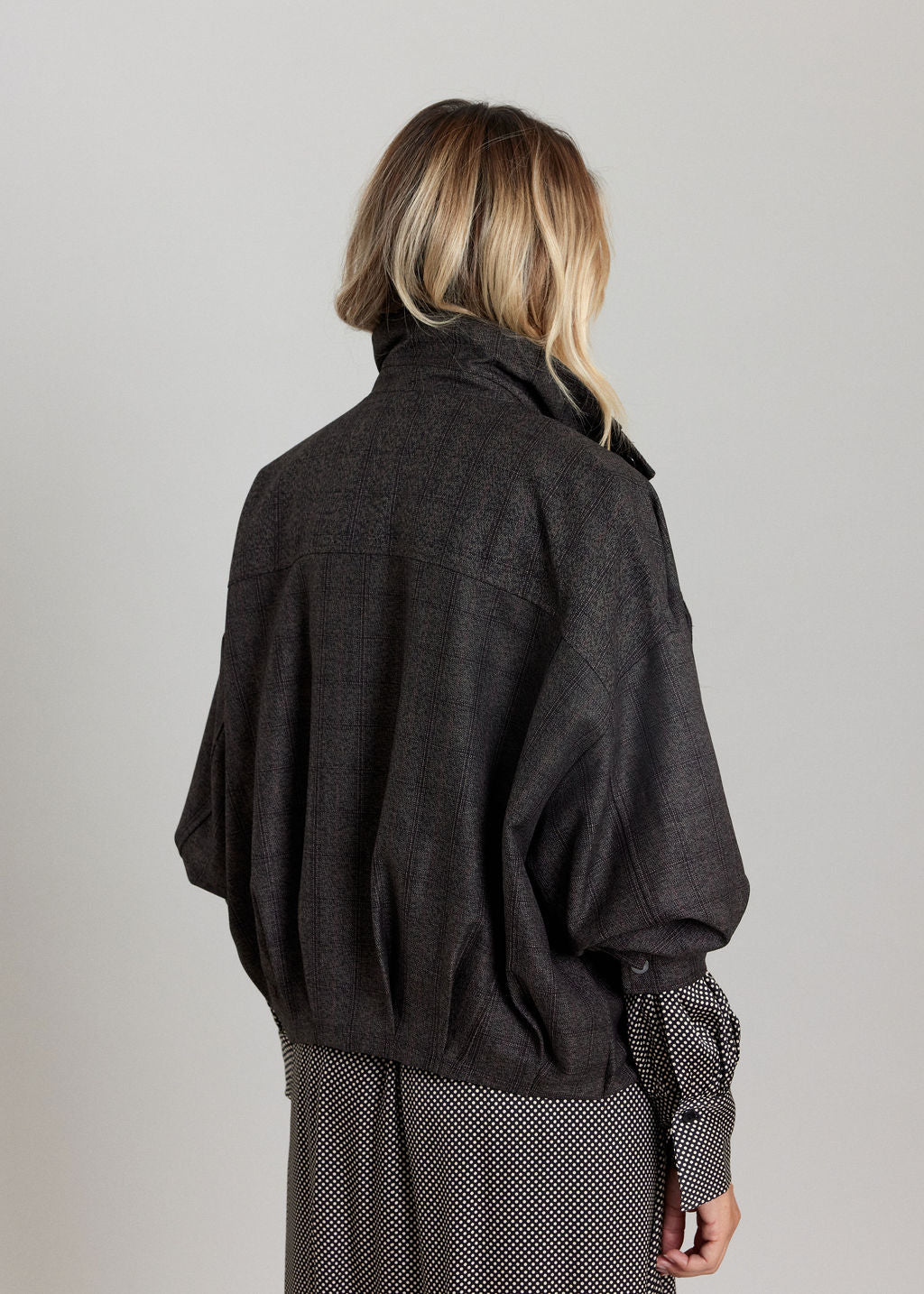 BLOUSON COURT EN PRINCE DE GALLES LINOR ESPRESSO
