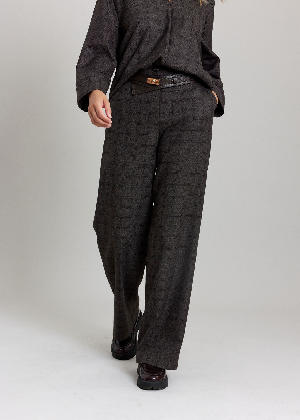 PANTALON DROIT EN PRINCE DE GALLES LONA ESPRESSO