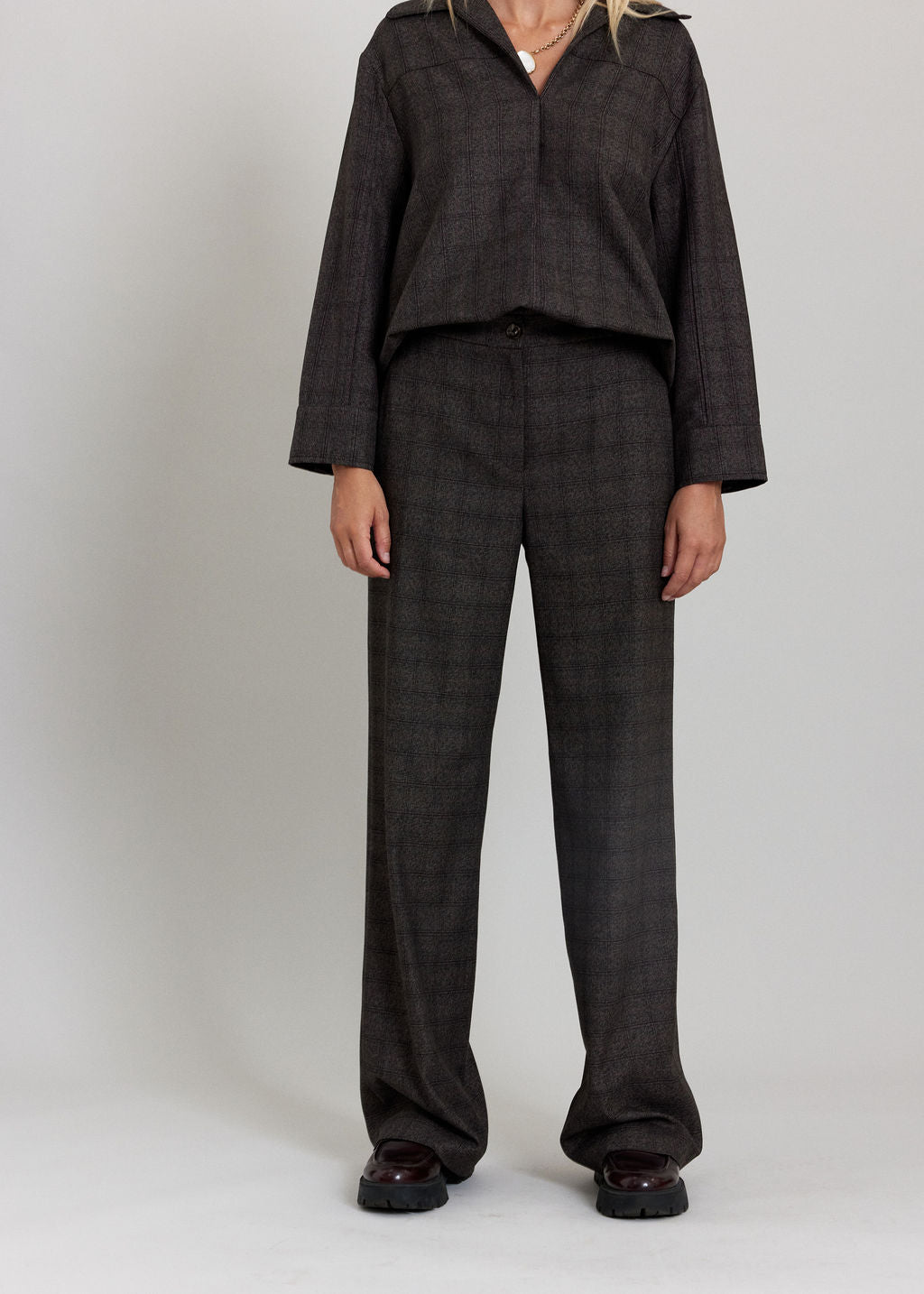PANTALON DROIT EN PRINCE DE GALLES LONA ESPRESSO