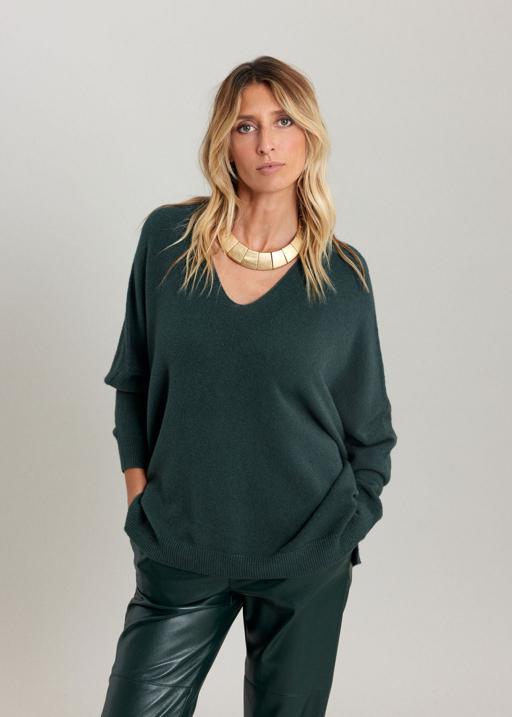 LOUISE PONCHO SWEATER GREEN