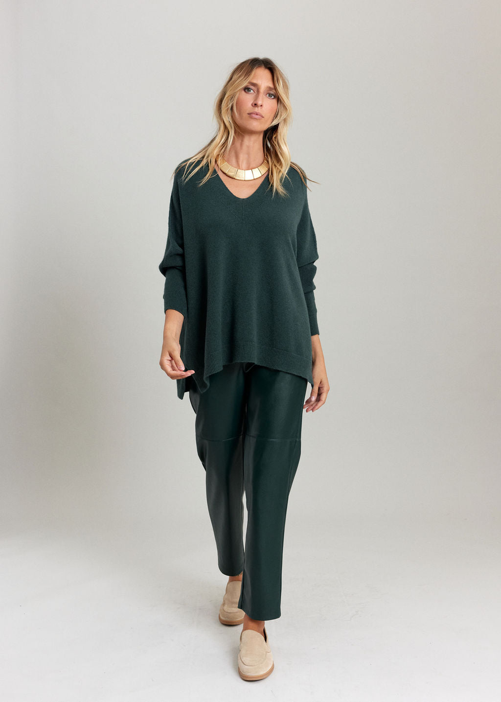 LOUISE PONCHO SWEATER GREEN