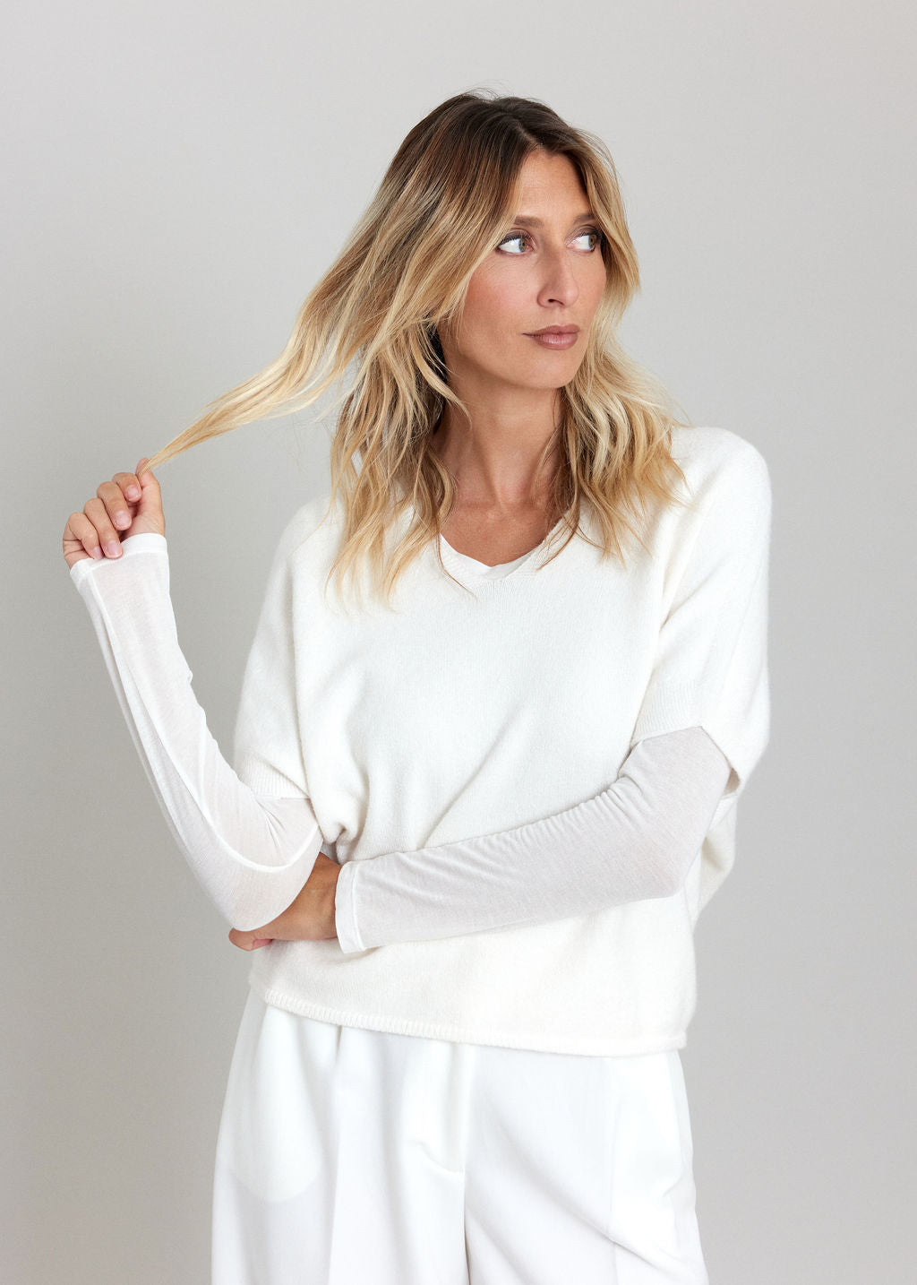 PULL PONCHO COURT POK ECRU