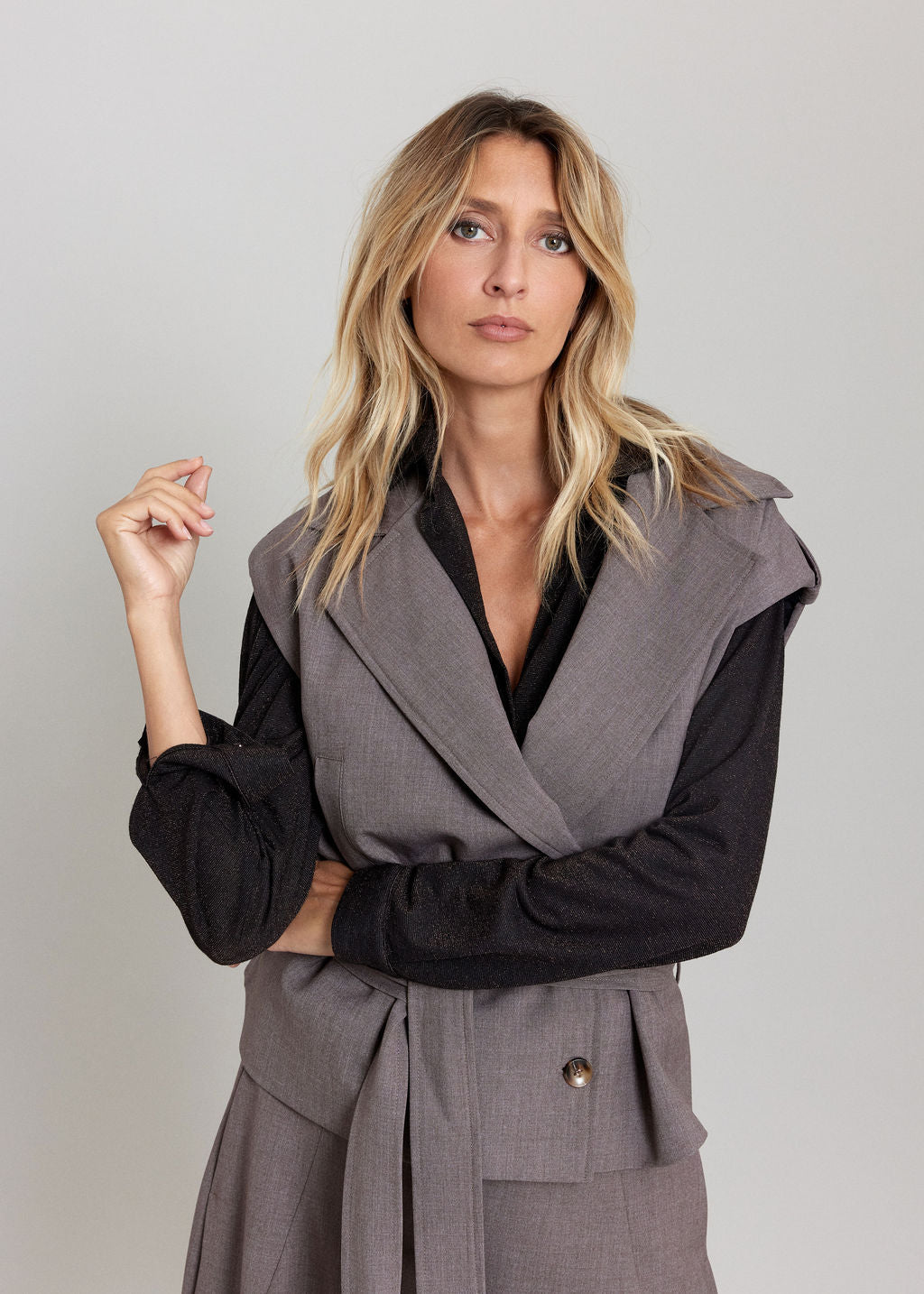 VESTE SANS MANCHES SIMEL TAUPE