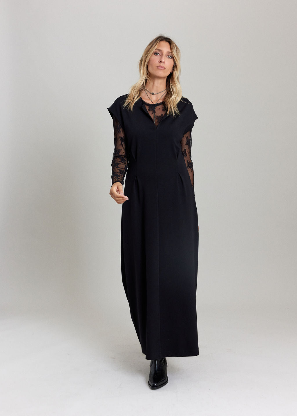 ROBE MIDI EN JERSEY MILANO VOLGA NOIR