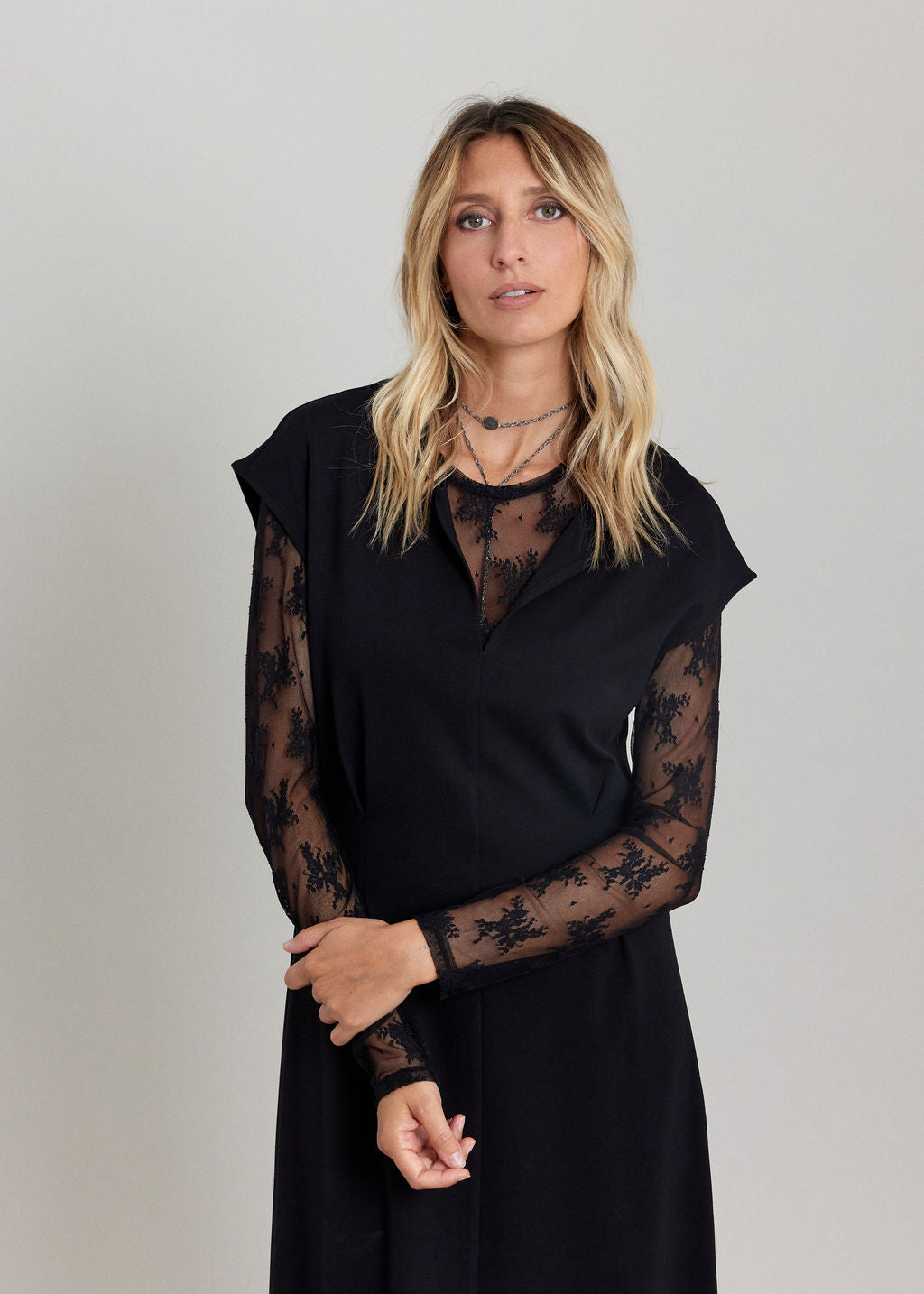 ROBE MIDI EN JERSEY MILANO VOLGA NOIR