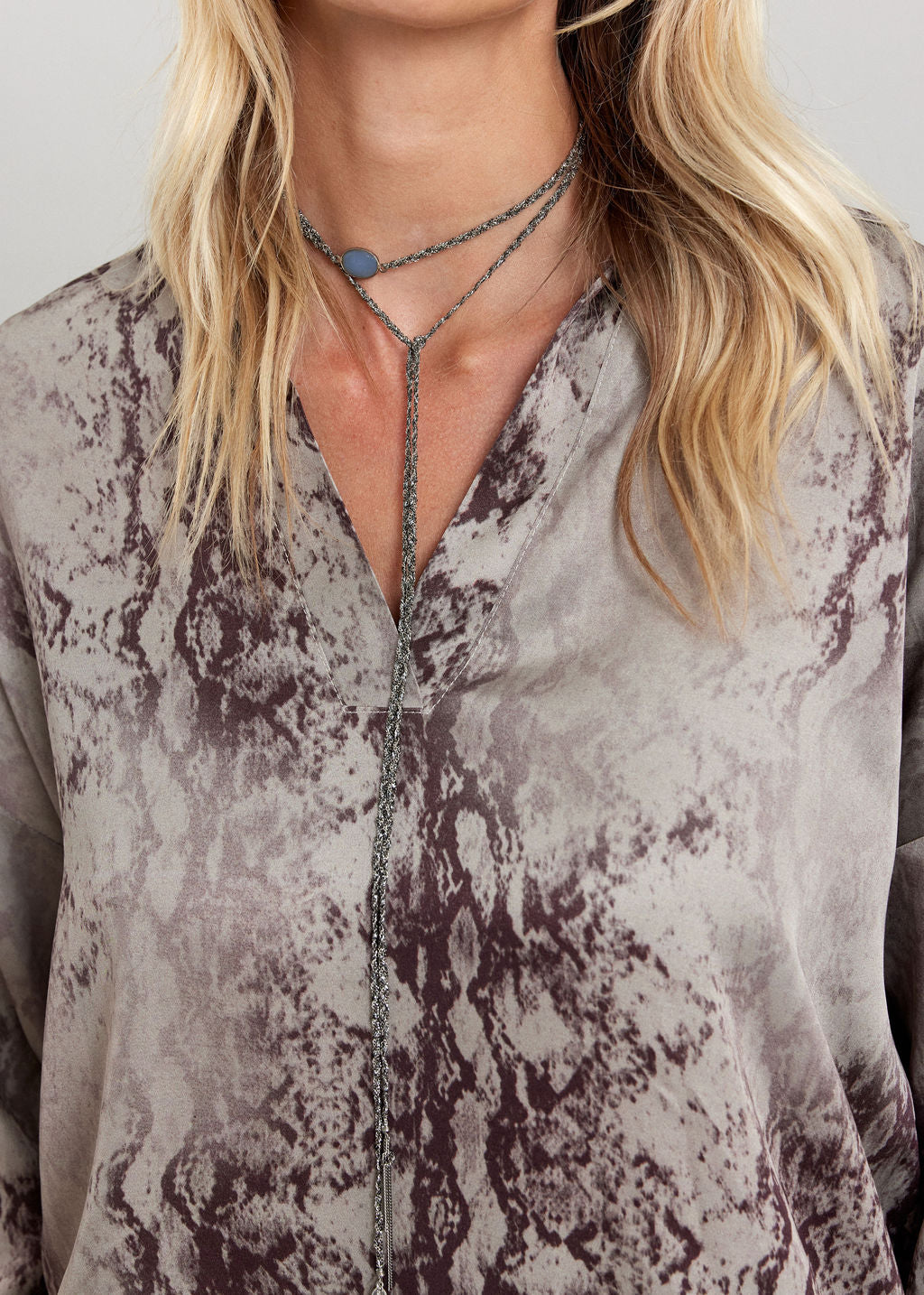 COLETTE SNAKE SHORT SHIRT WITH FADED REPTILE-EFFECT PRINT