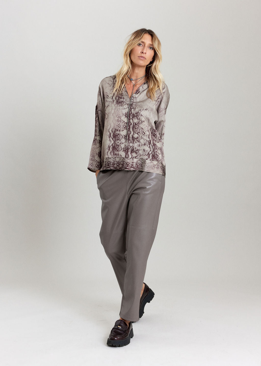 COLETTE SNAKE SHORT SHIRT WITH FADED REPTILE-EFFECT PRINT