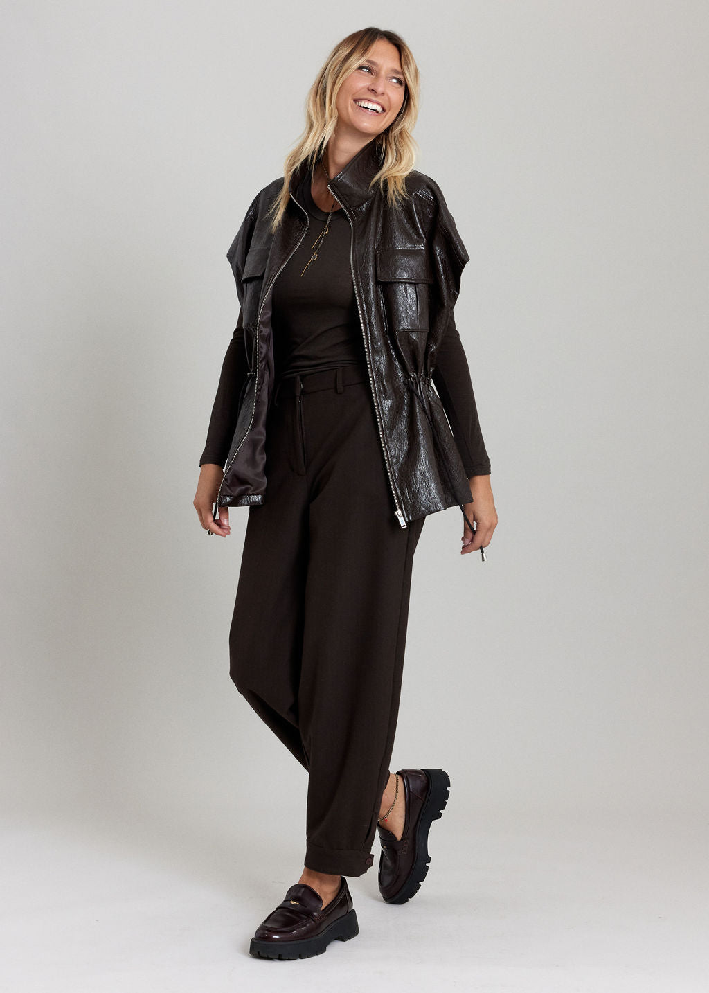 PANTALON A PATTE BOUTONNÉE LIOR CAFE