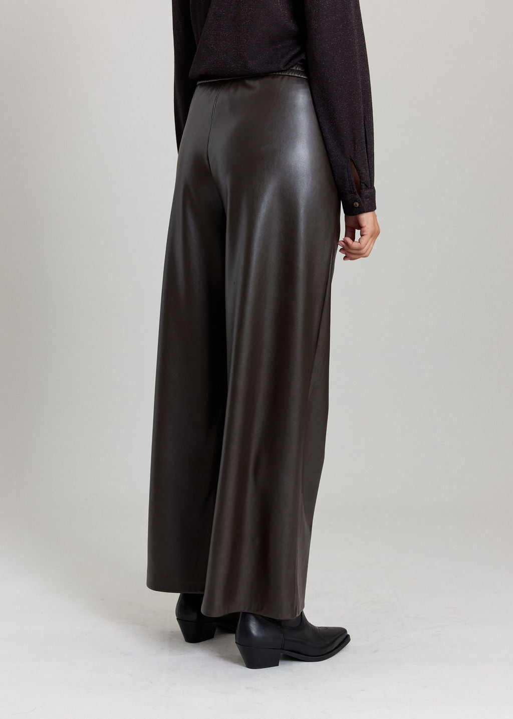 MAY 7/8 FAUX LEATHER TROUSERS ESPRESSO