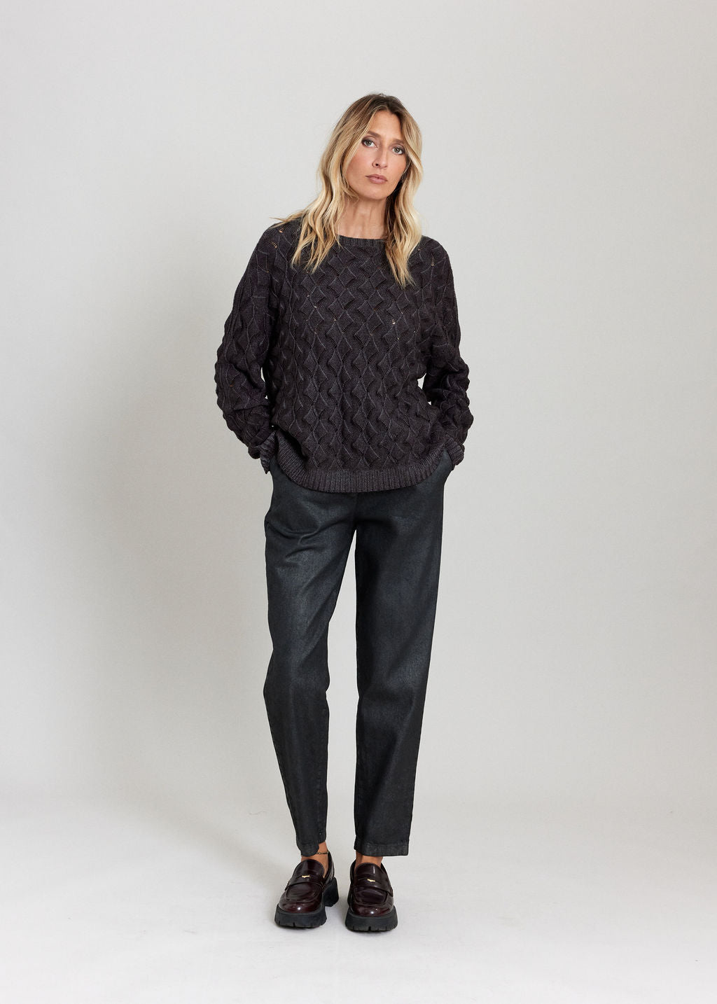 PULL EN MAILLE RELIEF ZELMA ARDOISE