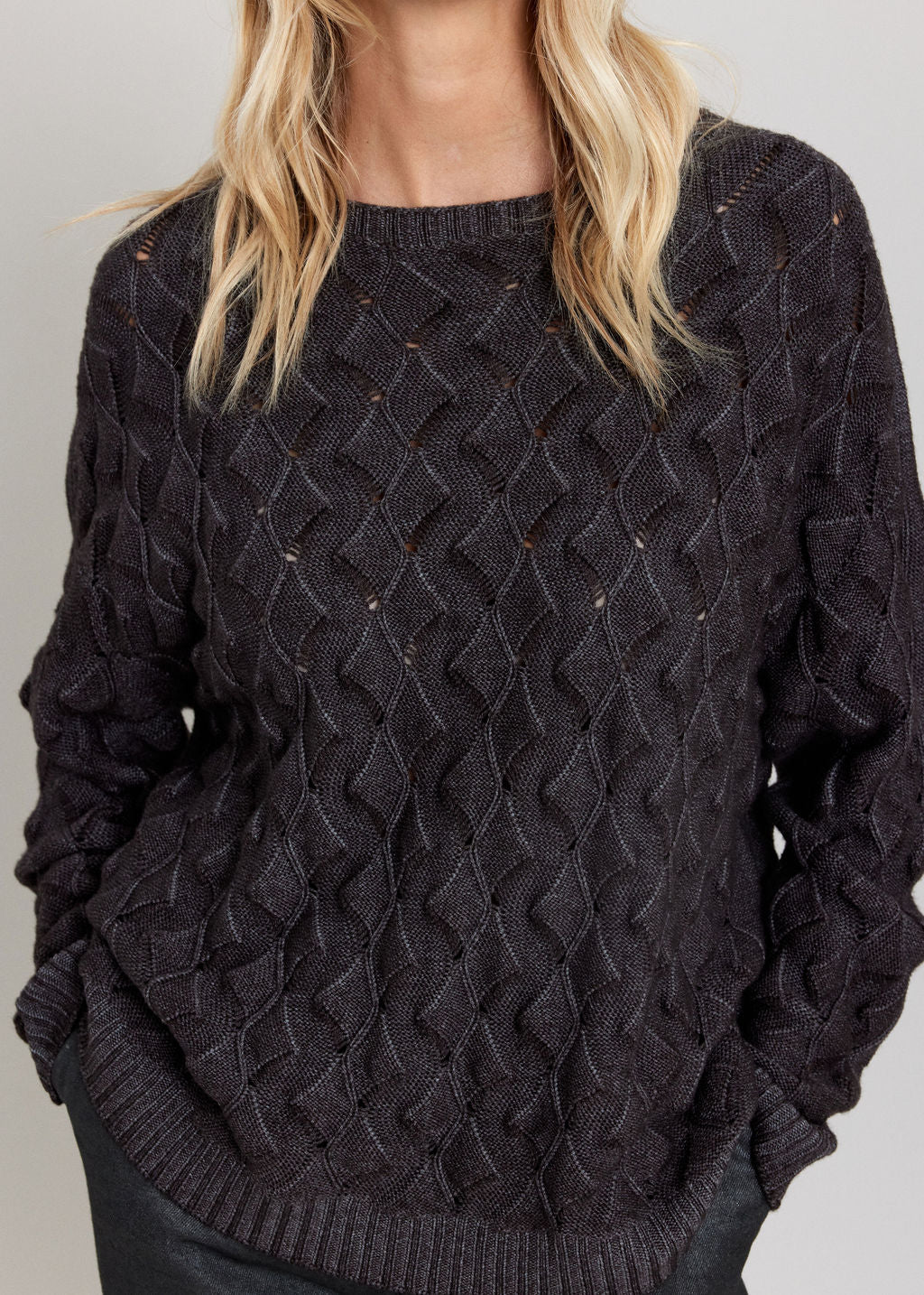PULL EN MAILLE RELIEF ZELMA ARDOISE