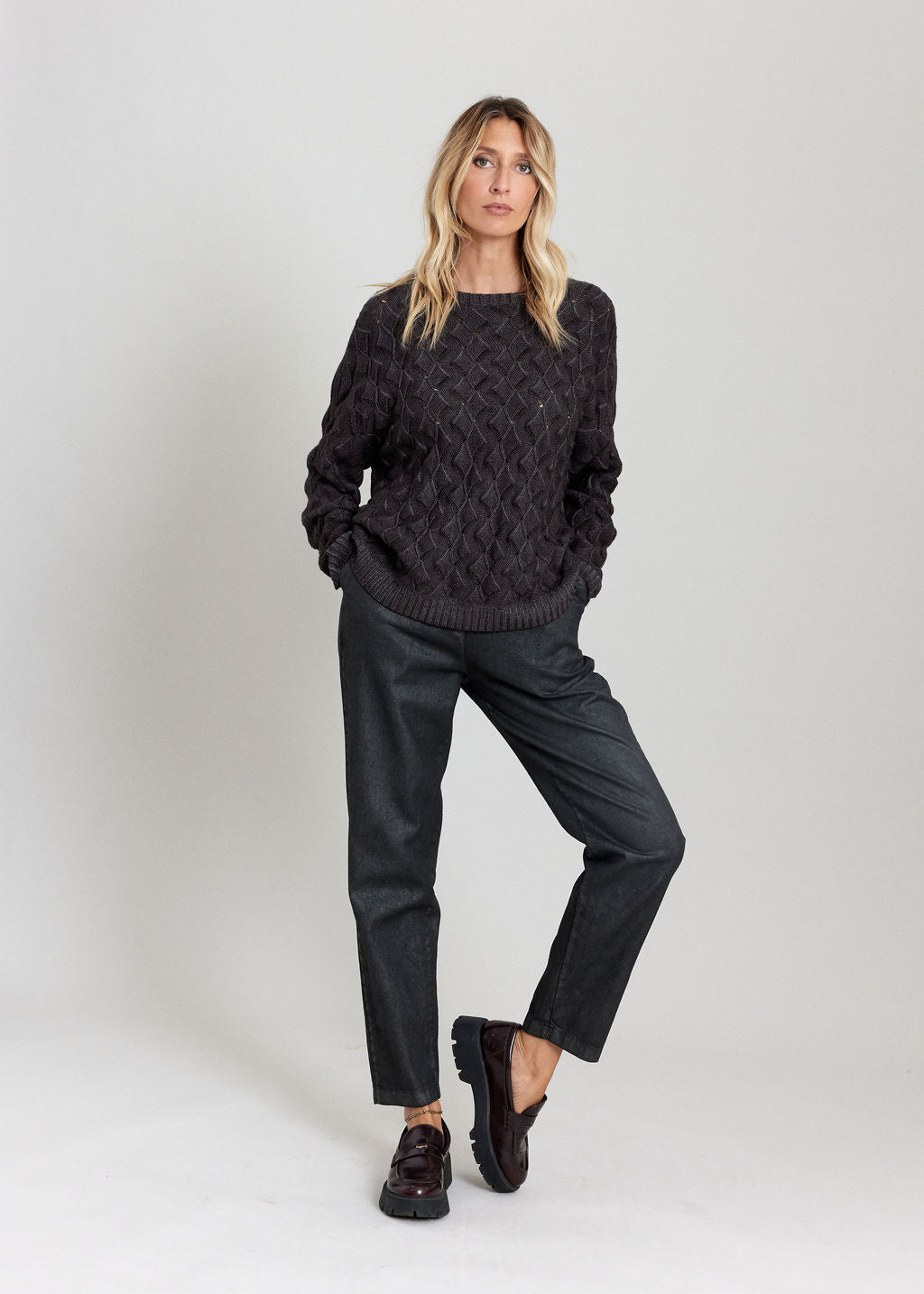 PULL EN MAILLE RELIEF ZELMA ARDOISE