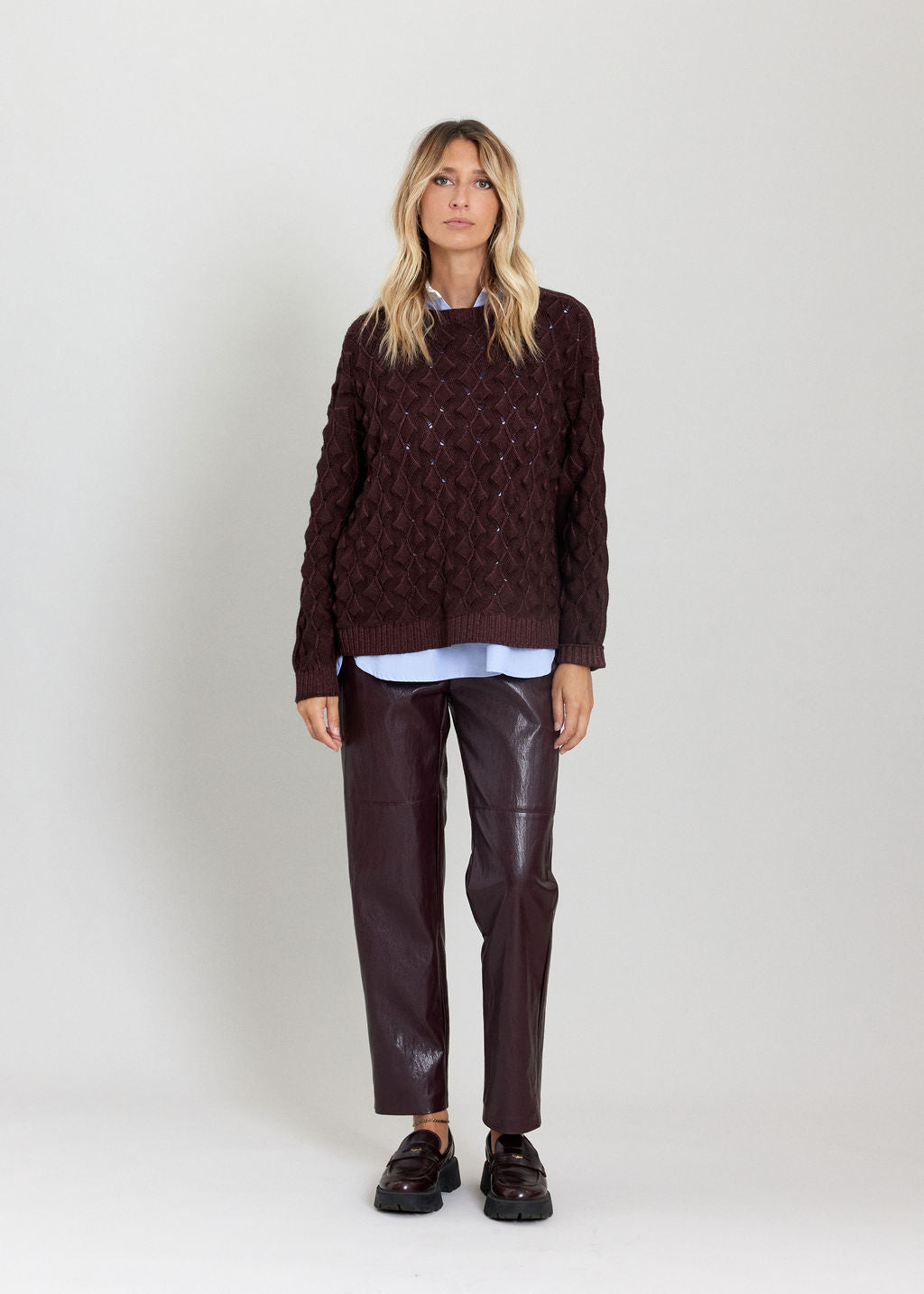 PULL EN MAILLE RELIEF ZELMA VINO