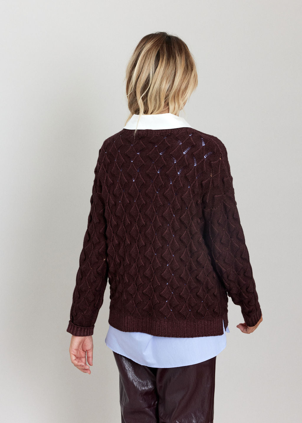 PULL EN MAILLE RELIEF ZELMA VINO