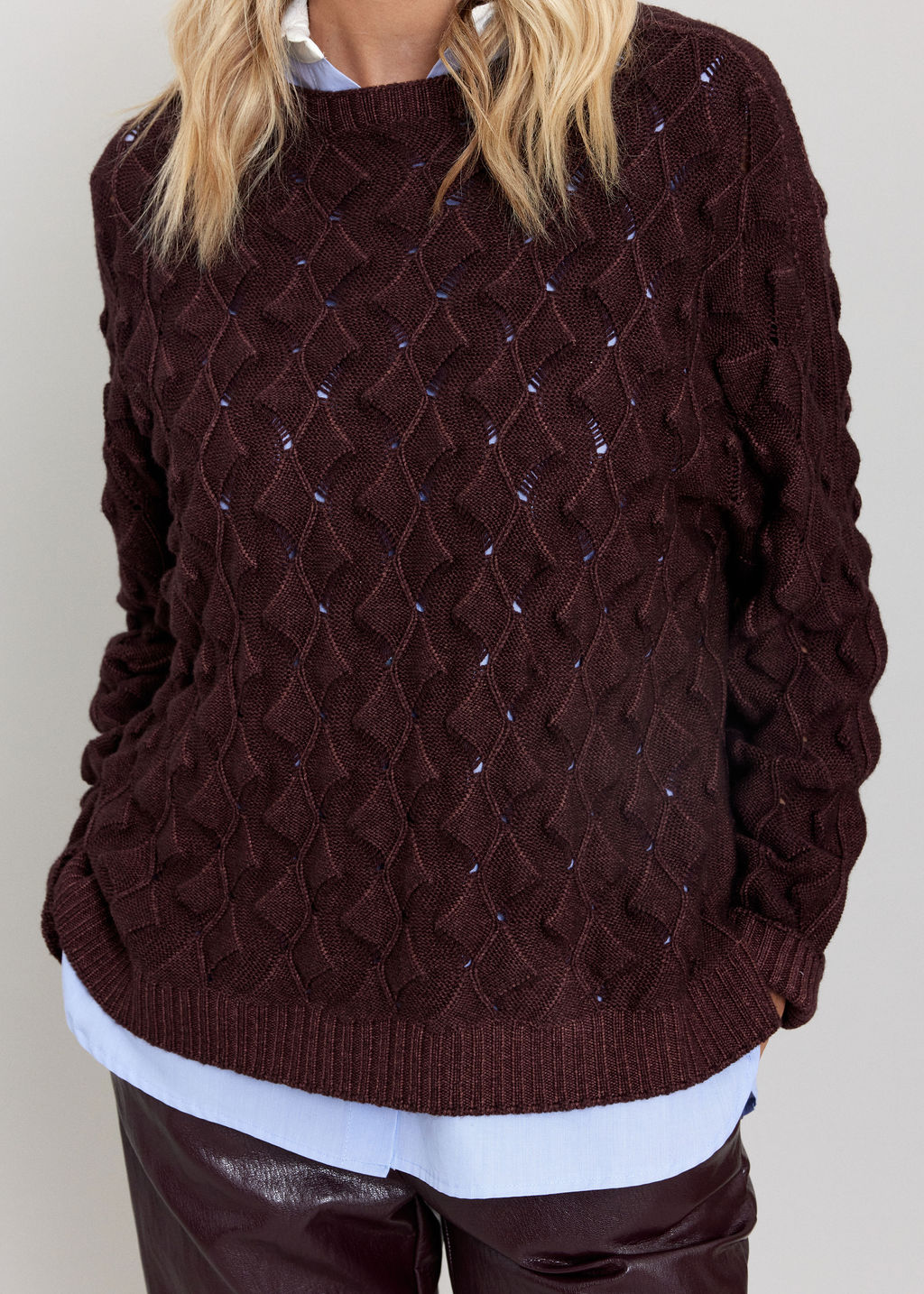PULL EN MAILLE RELIEF ZELMA VINO