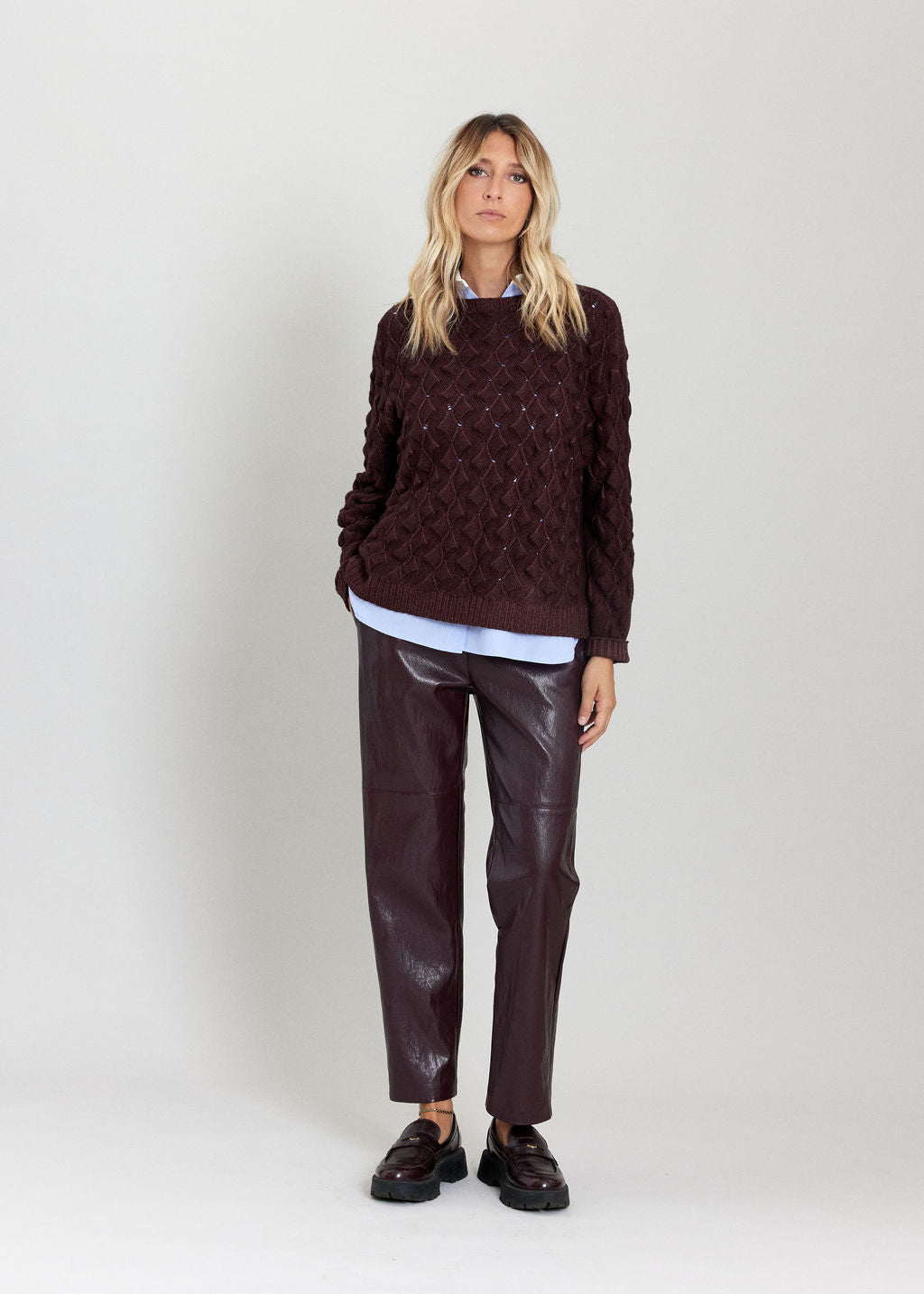 PULL EN MAILLE RELIEF ZELMA VINO