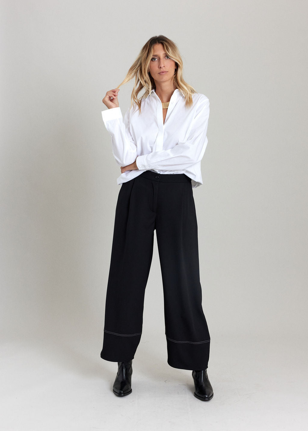 CHEMISE EN POPELINE TEXTURÉE CLARA BLANC