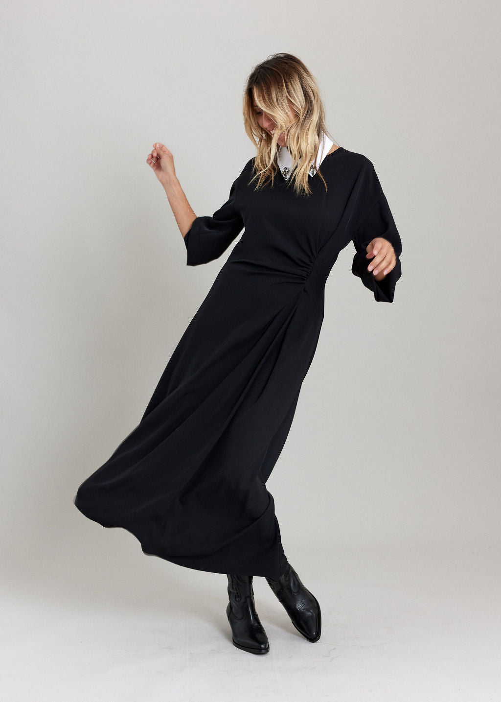 PHIL ASYMMETRIC MAXI DRESS BLACK