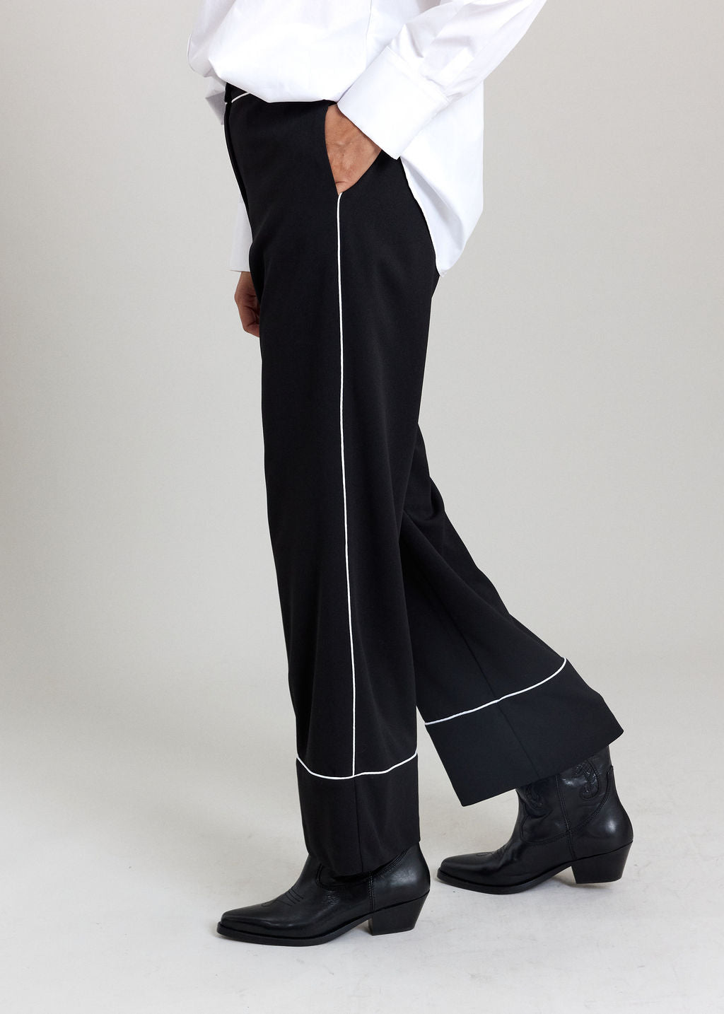 PANTALON BICOLORE SORA NOIR