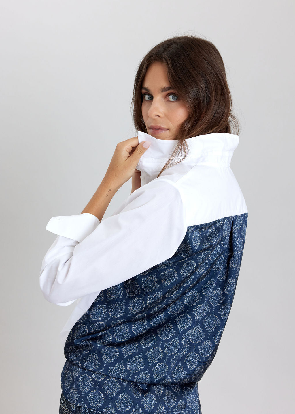 CHEMISE BI-MATIÈRE LESLIE BLUE