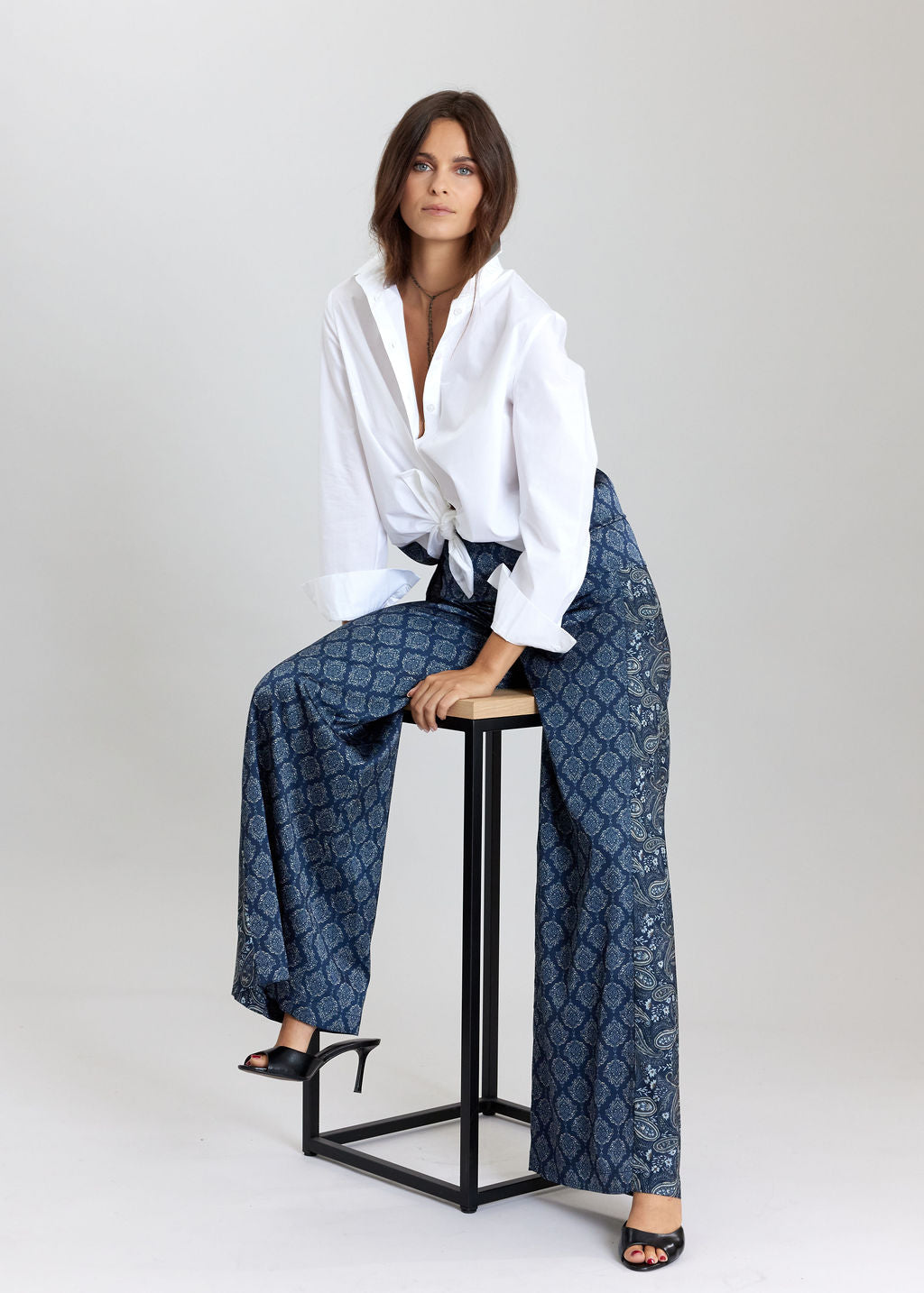 CHEMISE BI-MATIÈRE LESLIE BLUE