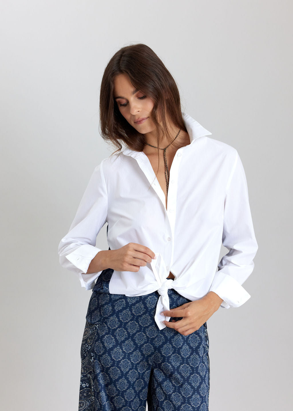 CHEMISE BI-MATIÈRE LESLIE BLUE