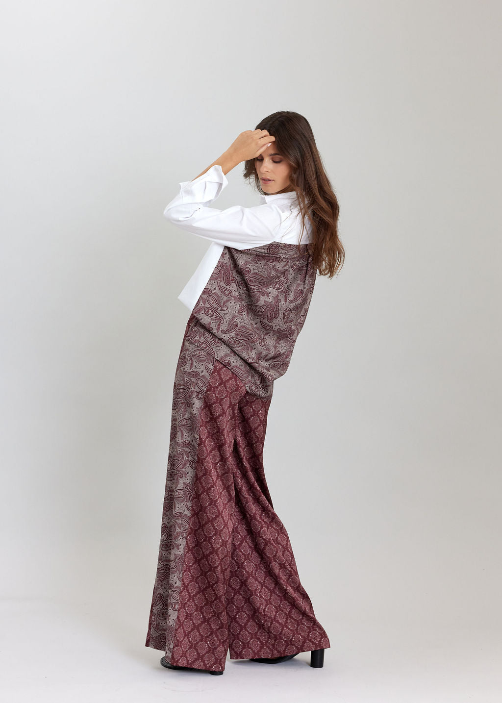 CHEMISE BI-MATIÈRE LESLIE CERISE