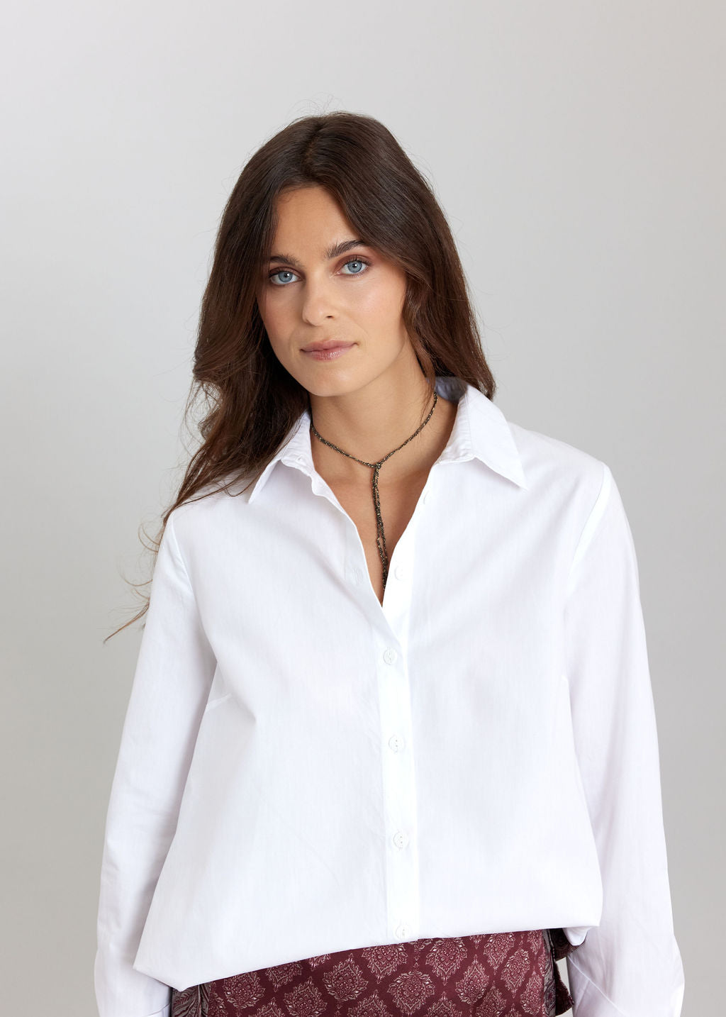 CHEMISE BI-MATIÈRE LESLIE CERISE
