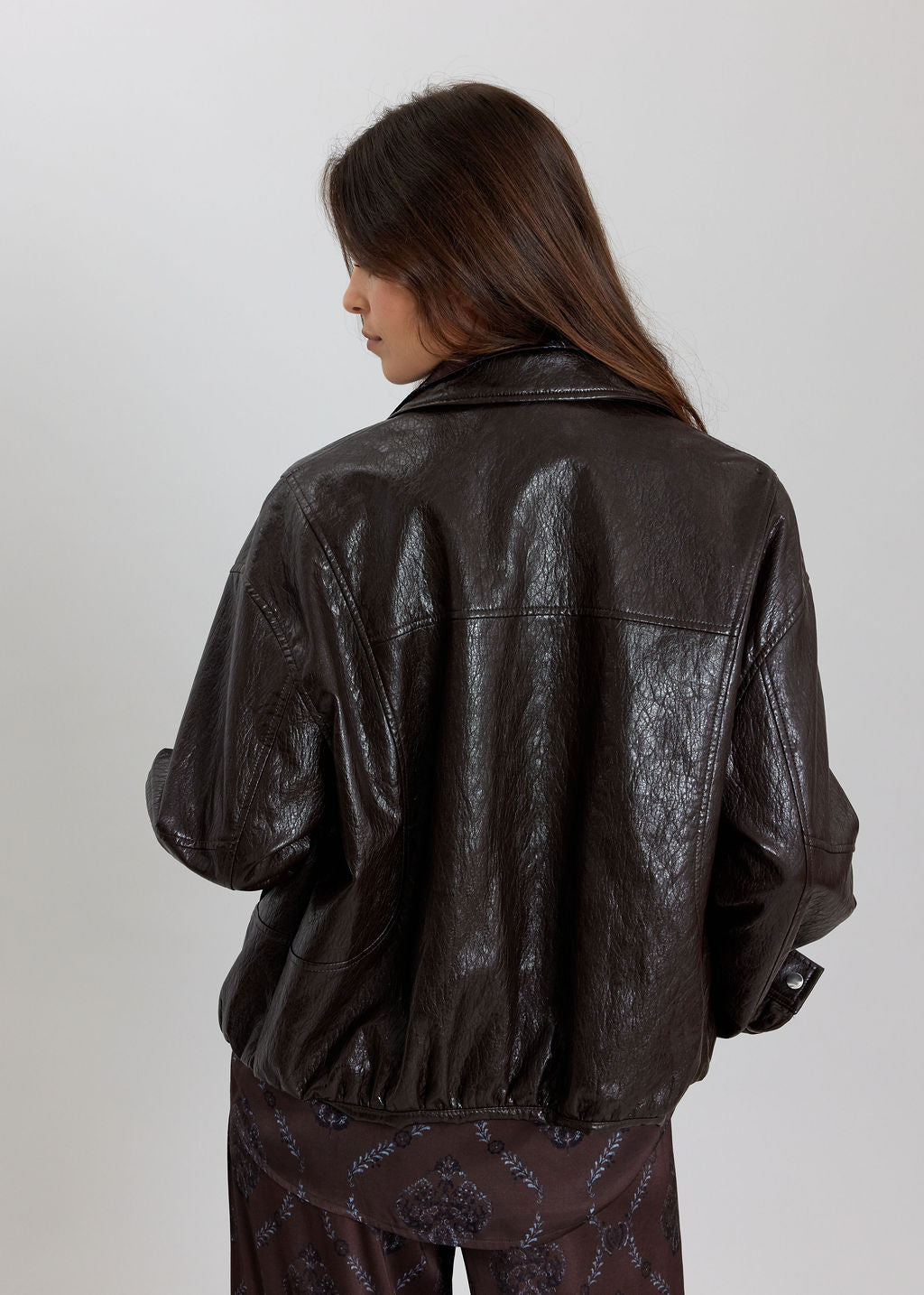 Short Jacket in Faux Leather Mike Brown