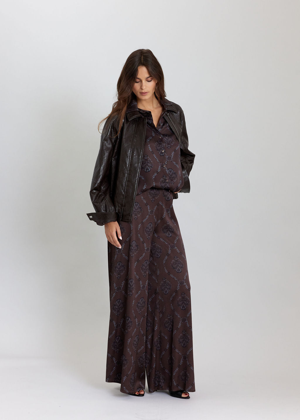Short Jacket in Faux Leather Mike Brown