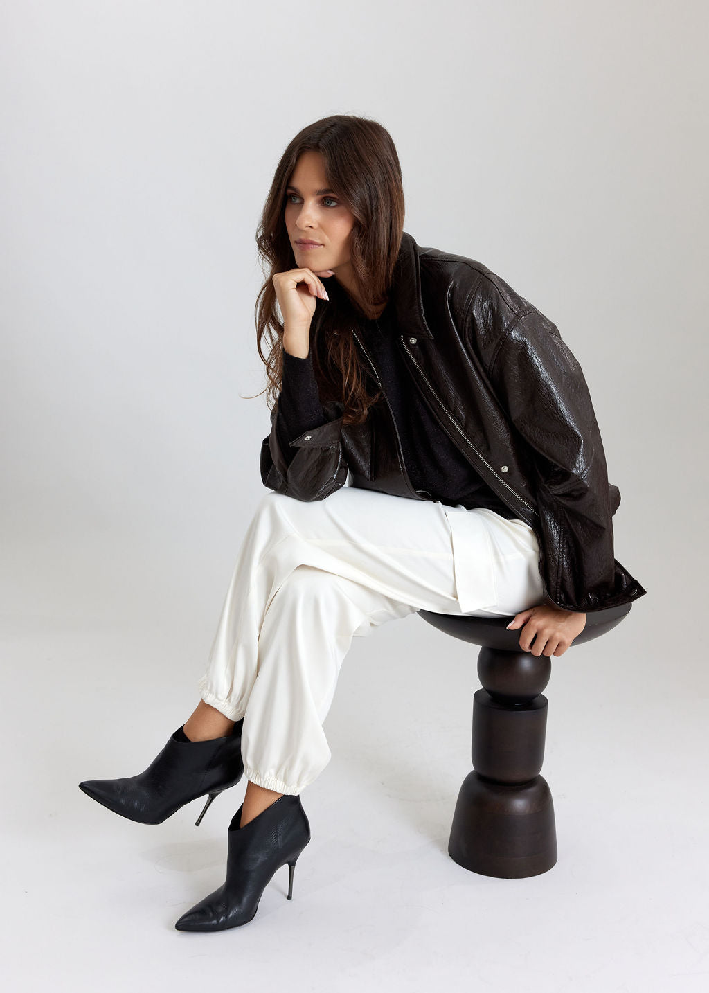 Short Jacket in Faux Leather Mike Brown