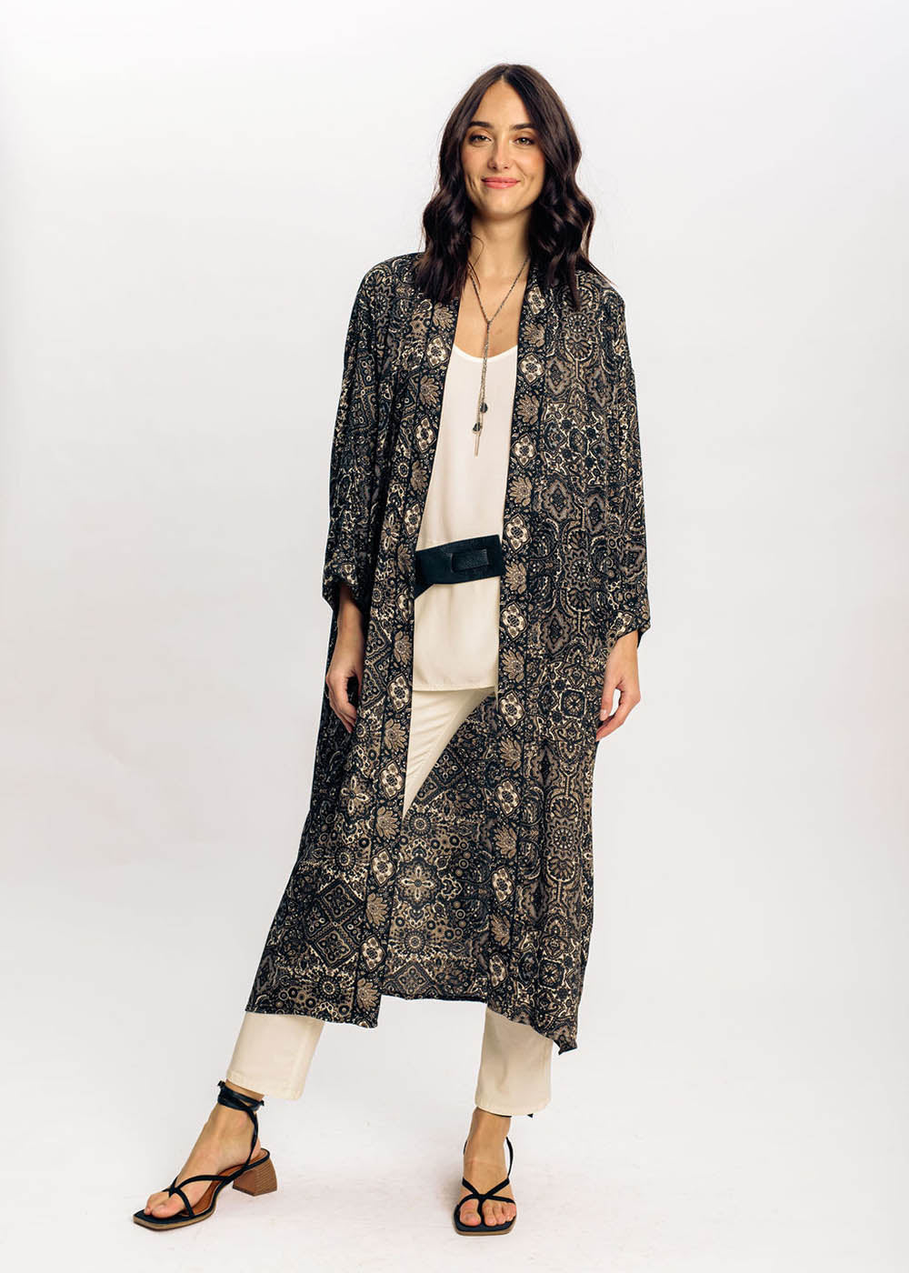 Kimono long imprimé marron | Vêtements Femme Lauren Vidal 1