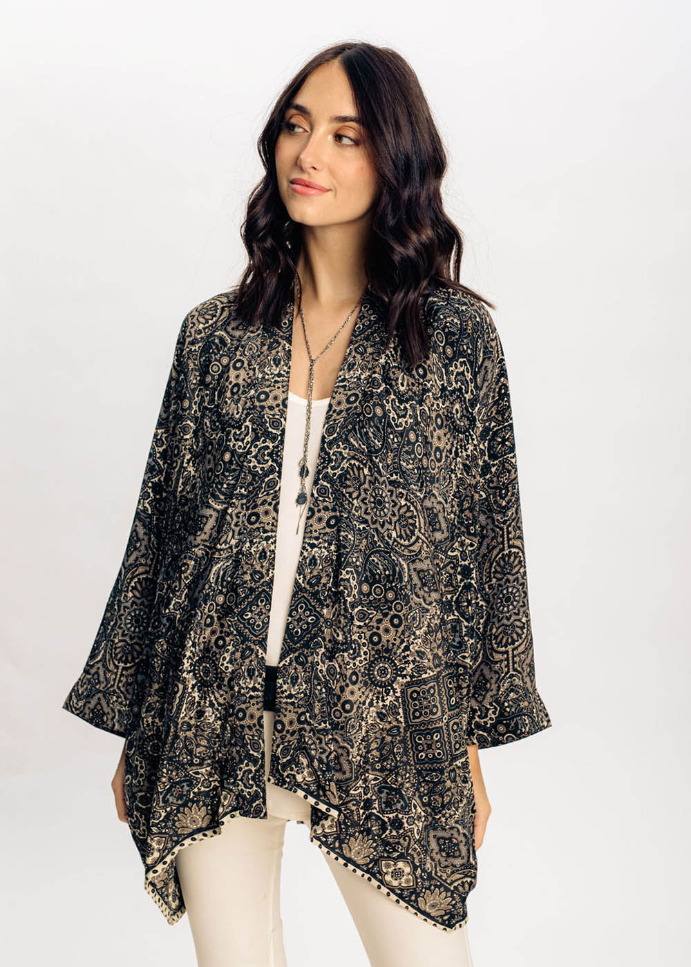 Kimono imprimé marron | Vêtements Femme Lauren Vidal 2