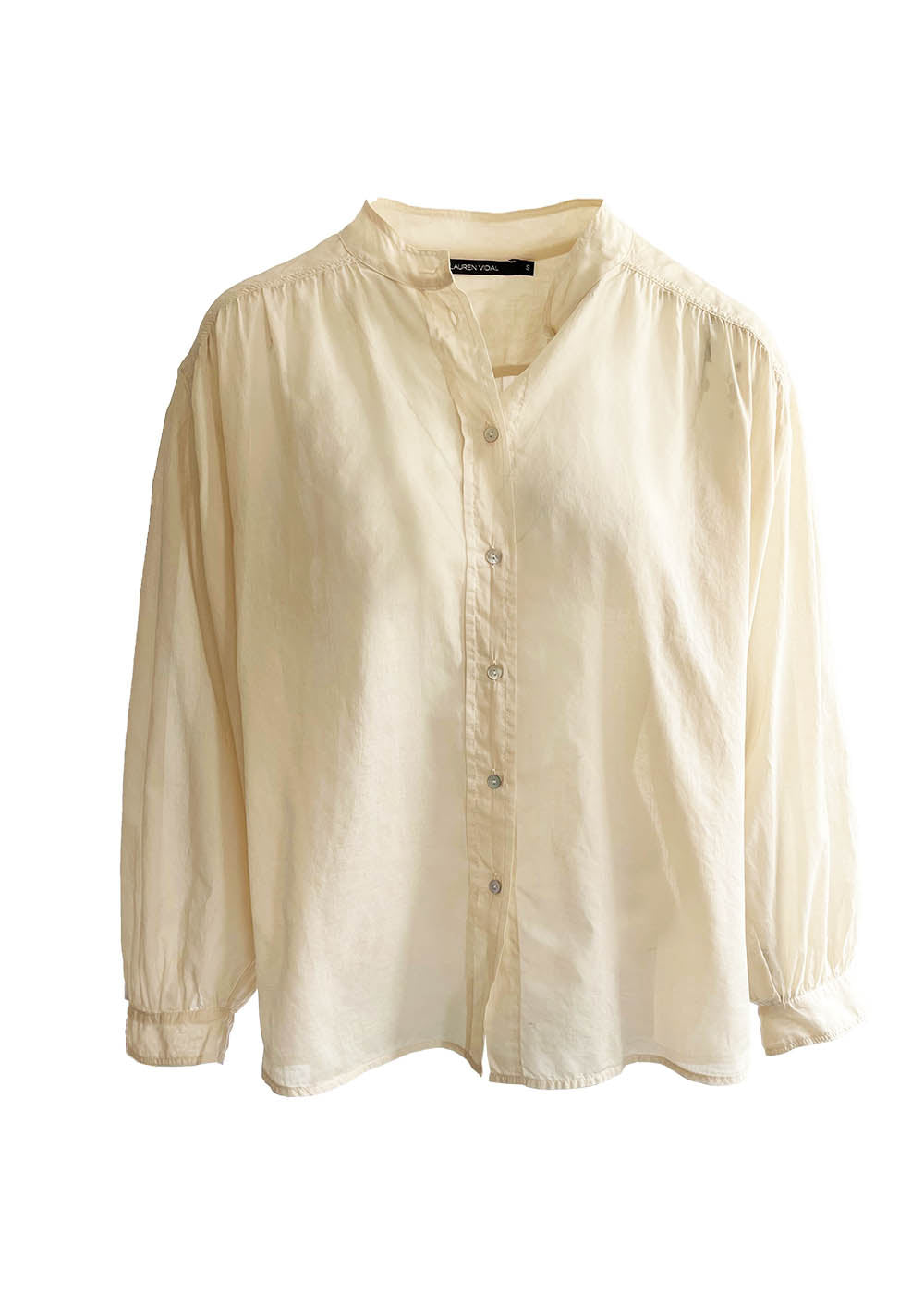 Cotton net shirt, mao collar