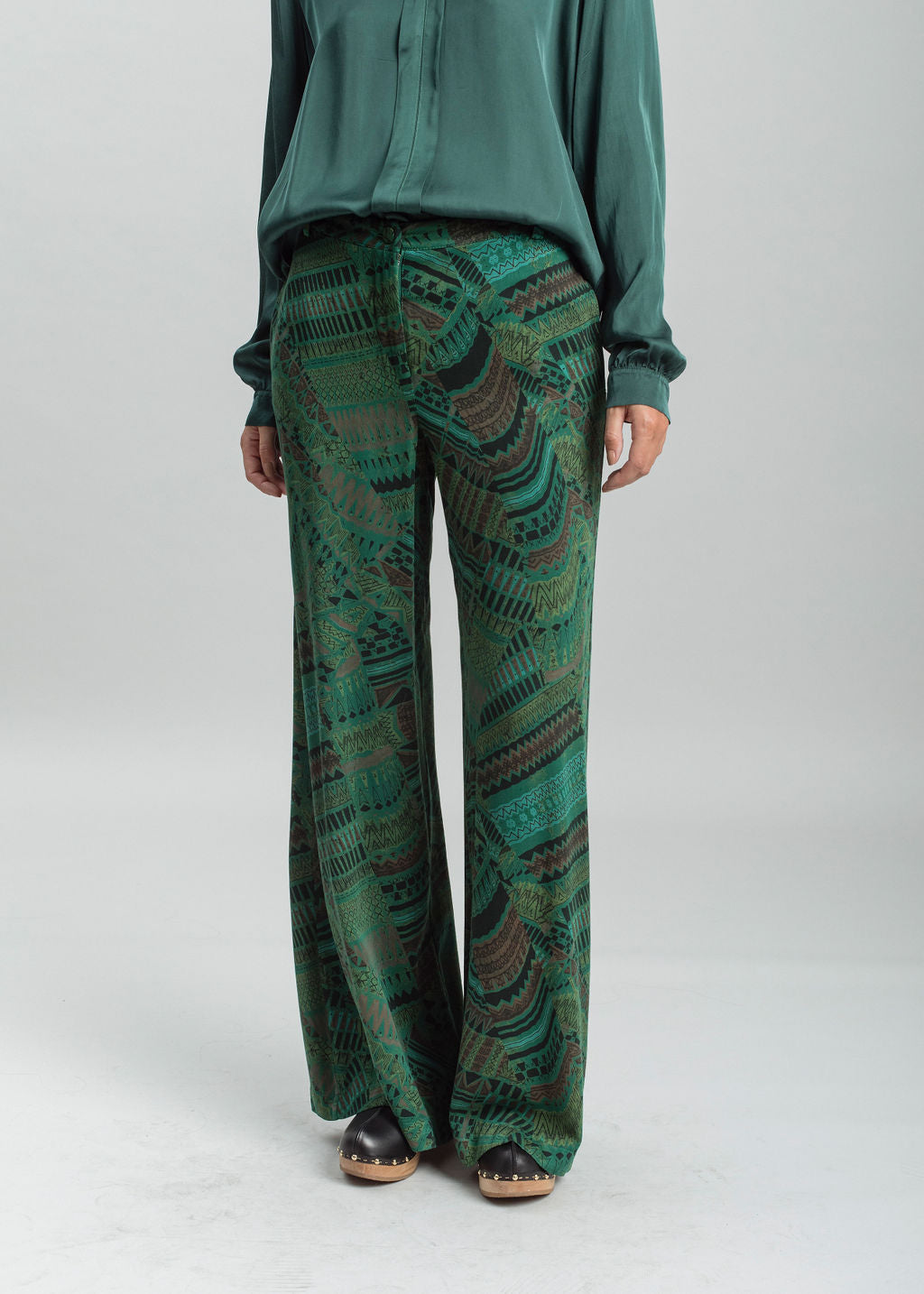 Pantalon imprimé en jersey Vert | Vêtements Femme Lauren Vidal