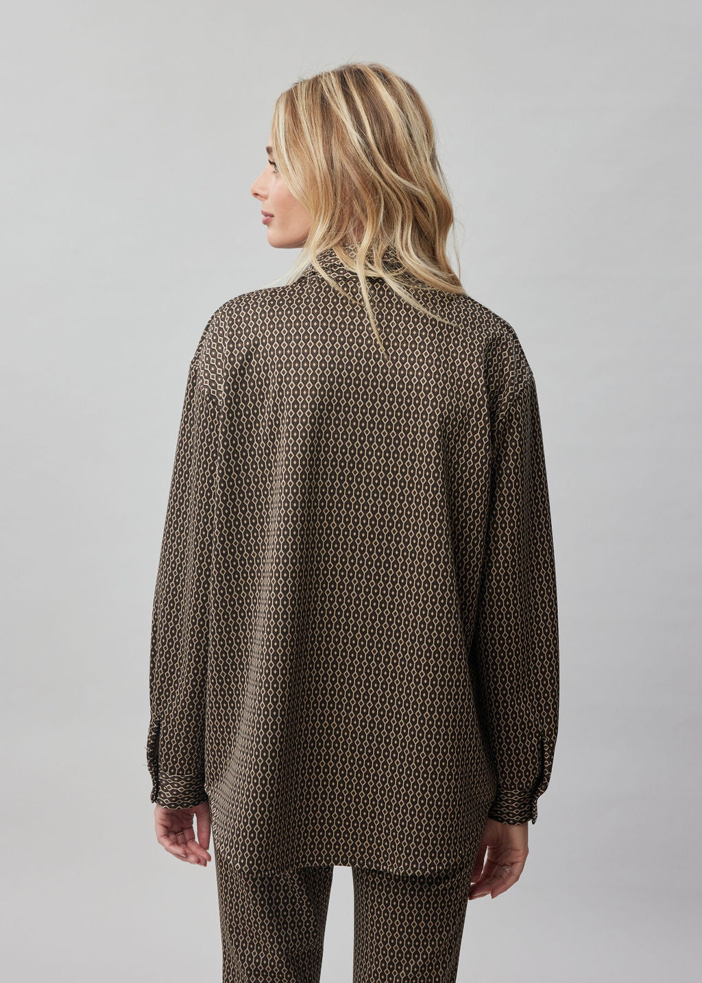 Sur-chemise en milano imprimé Marron 3 | Vêtements Femme Lauren Vidal
