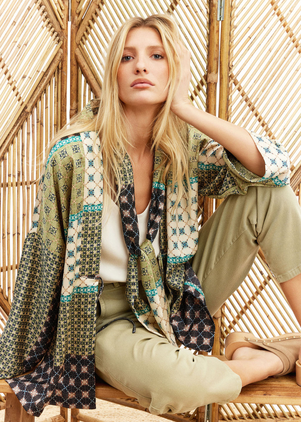 Veste kimono vert | Vêtements Femme Lauren Vidal 1