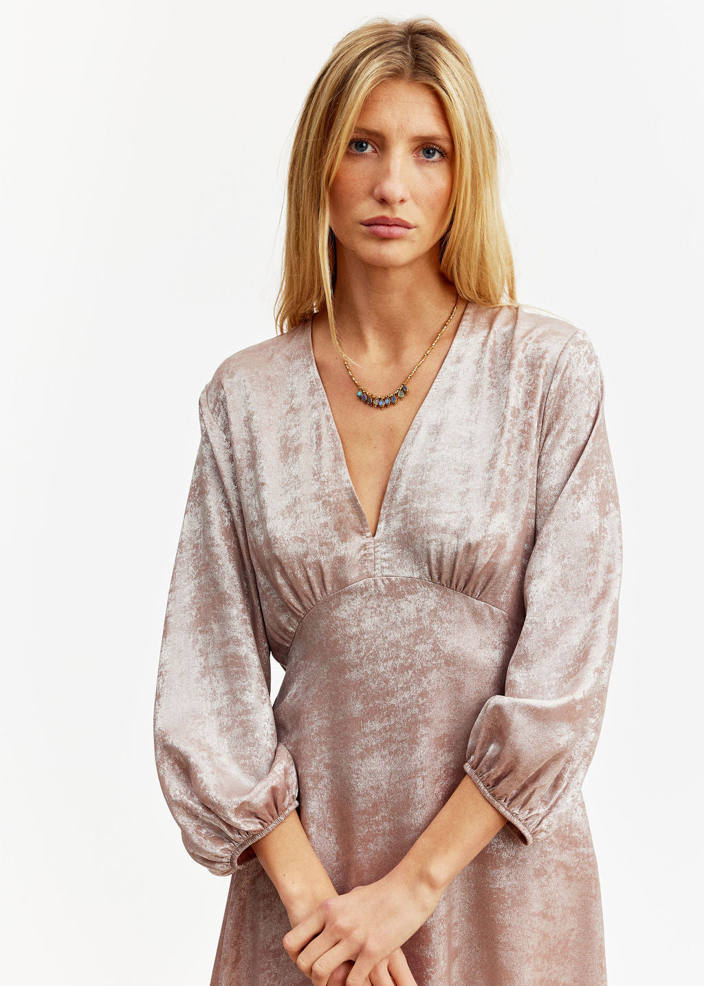 Robe longue lamée rose | Vêtements Femme Lauren Vidal 1