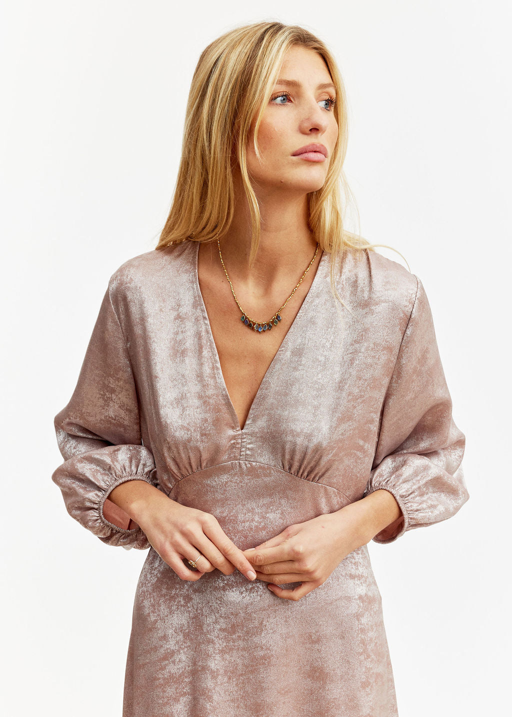 Robe longue lamée rose | Vêtements Femme Lauren Vidal 5
