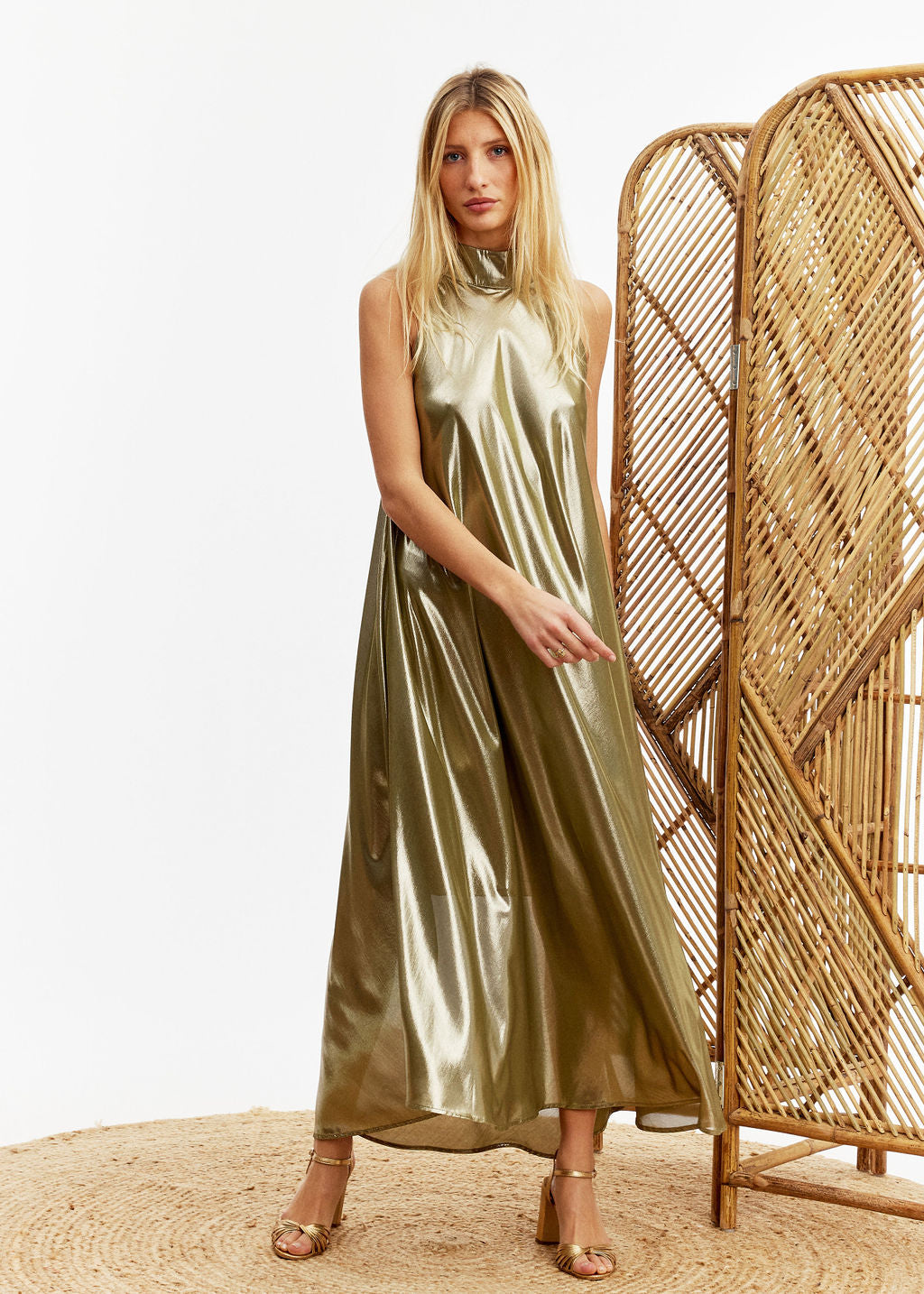 Robe longue lamée Vert | Vêtements Femme Lauren Vidal 1