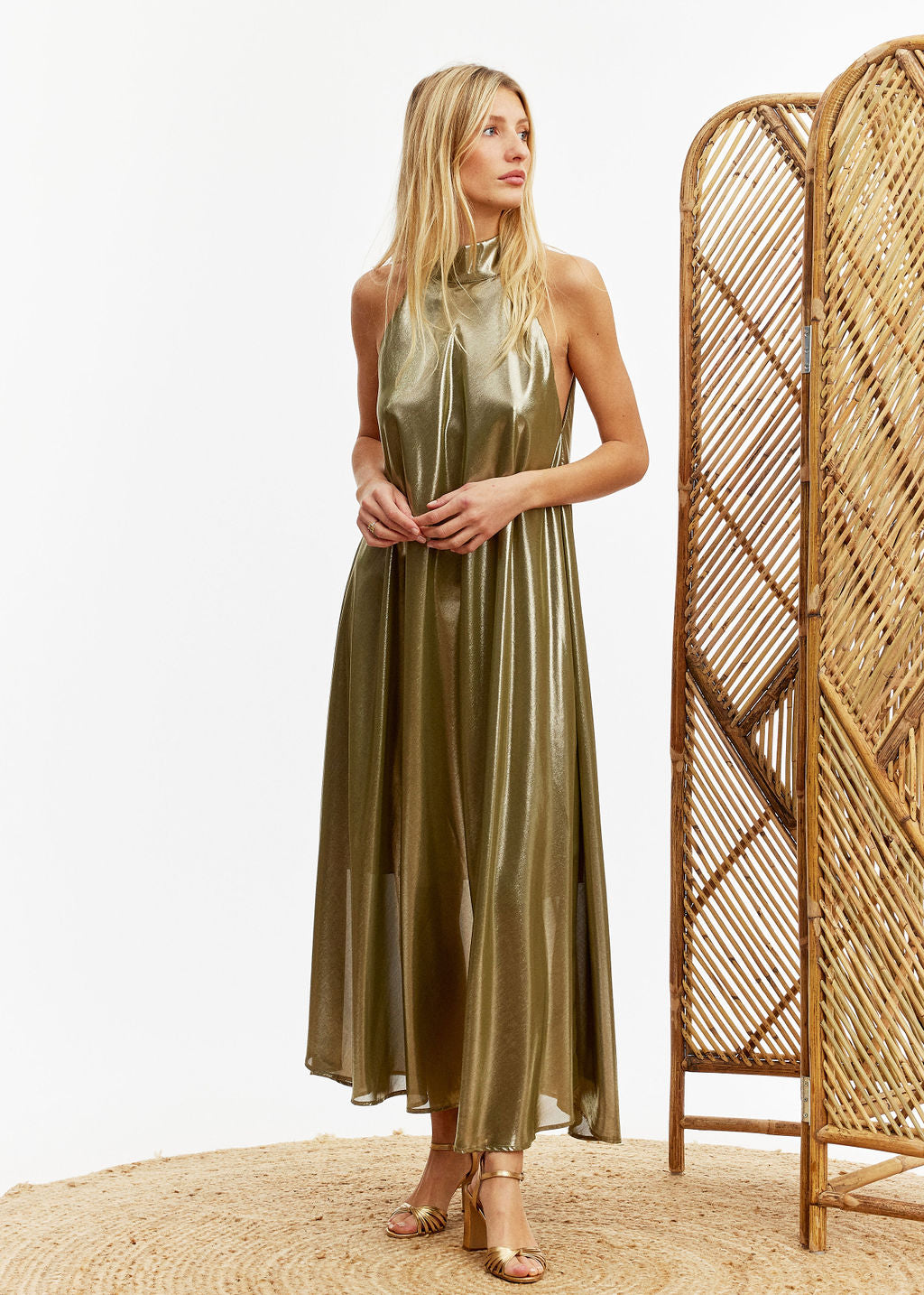 Robe longue lamée Vert | Vêtements Femme Lauren Vidal 5