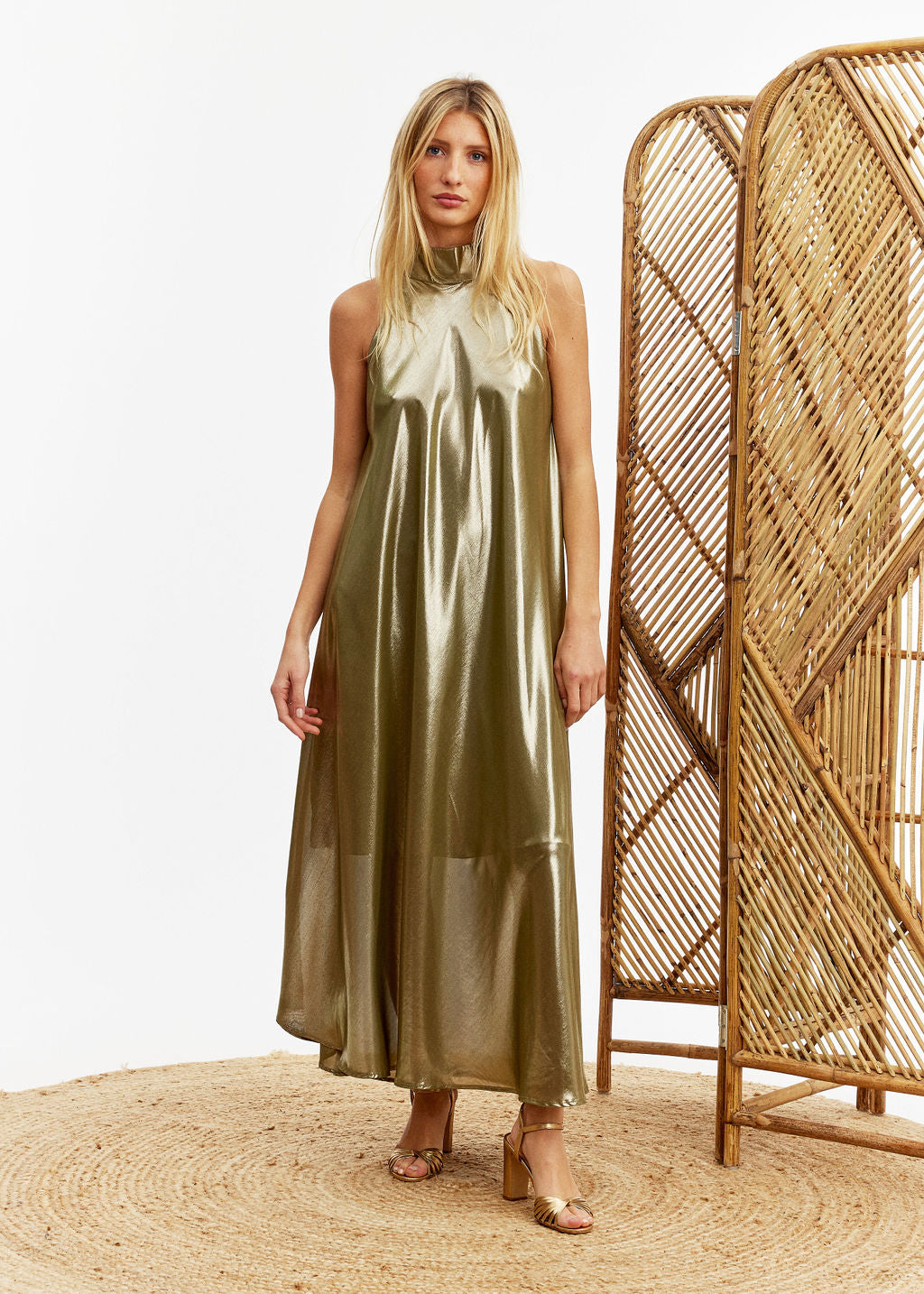 Robe longue lamée Vert | Vêtements Femme Lauren Vidal 8