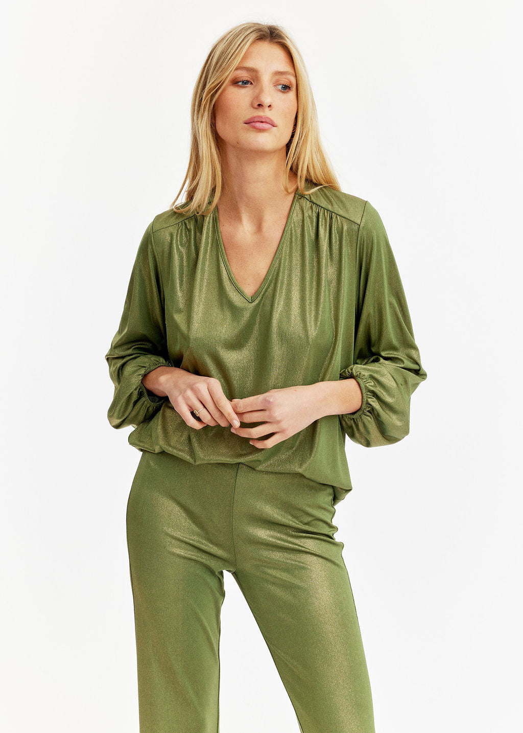 Tunique en jersey lamé Vert | Vêtements Femme Lauren Vidal 6