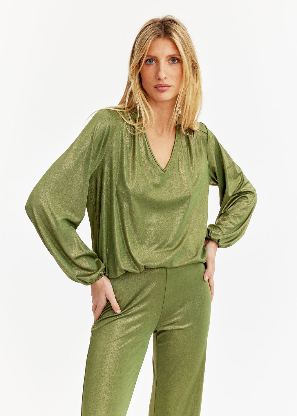 Tunique en jersey lamé Vert | Vêtements Femme Lauren Vidal 7