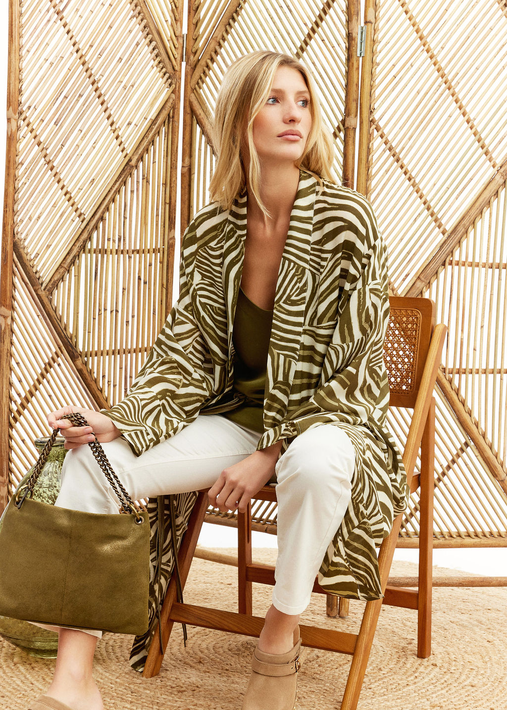 Kimono 3/4 imprimé vert | Vêtements Femme Lauren Vidal 10
