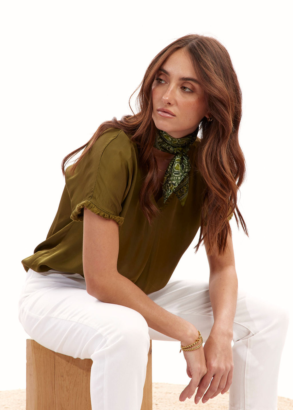 Top frangé vert | Vêtements Femme Lauren Vidal 5