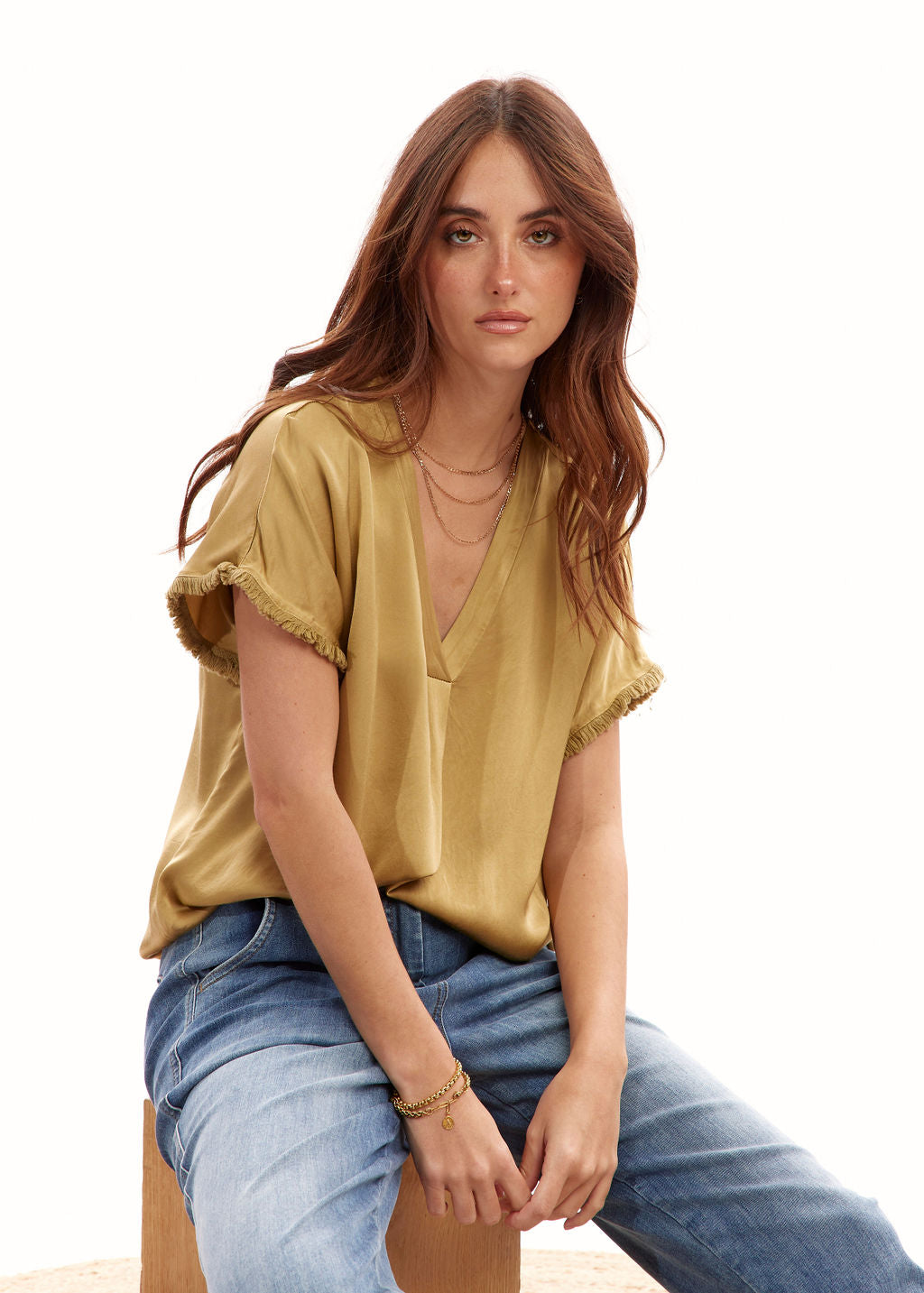 Top frangé beige | Vêtements Femme Lauren Vidal 1