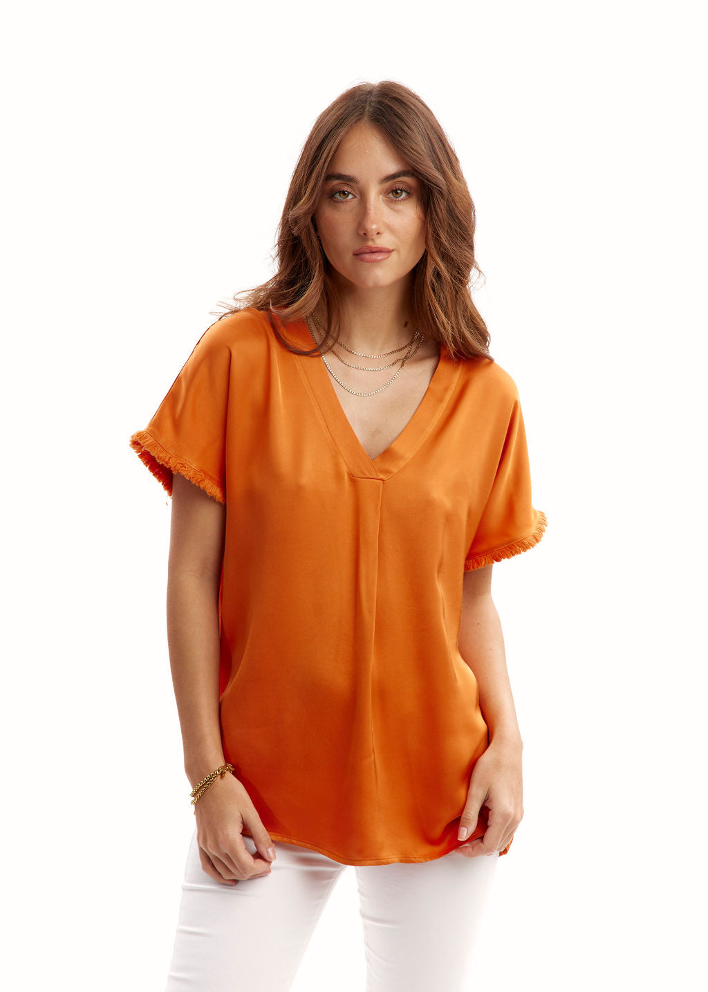 Top frangé orange | Vêtements Femme Lauren Vidal 3