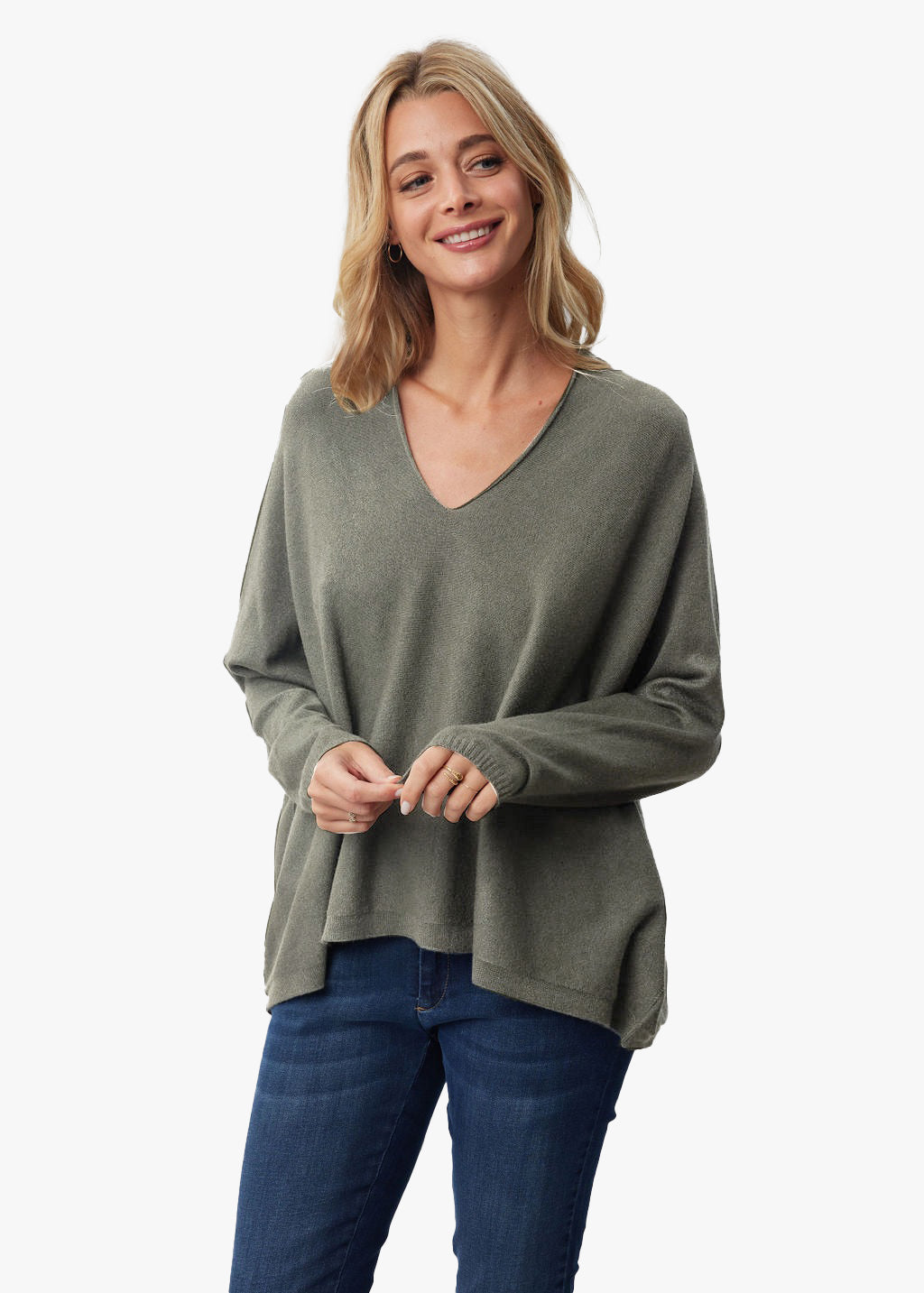 Pull oversize col v femme hotsell