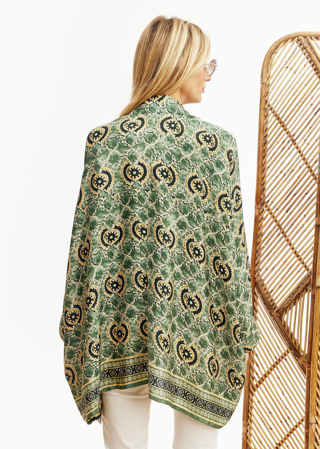 Kimono court imprimé Vert | Vêtements Femme Lauren Vidal 3